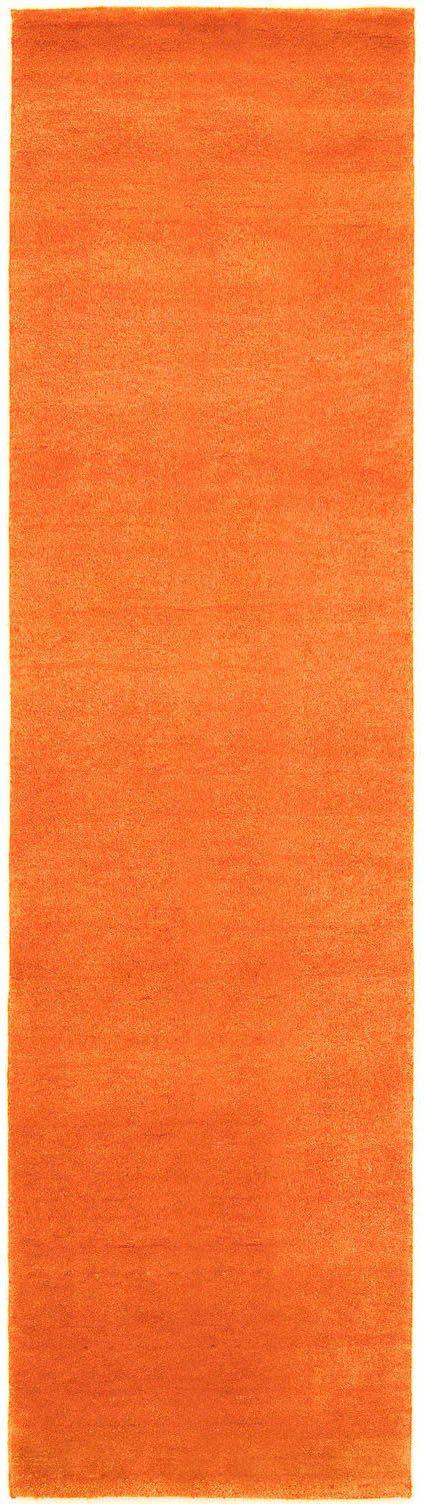 Läufer GABBEH FEIN FLOWY, morgenland, rechteckig, Höhe: 19 mm, Schurwolle, einfarbig, Wohnzimmer orange