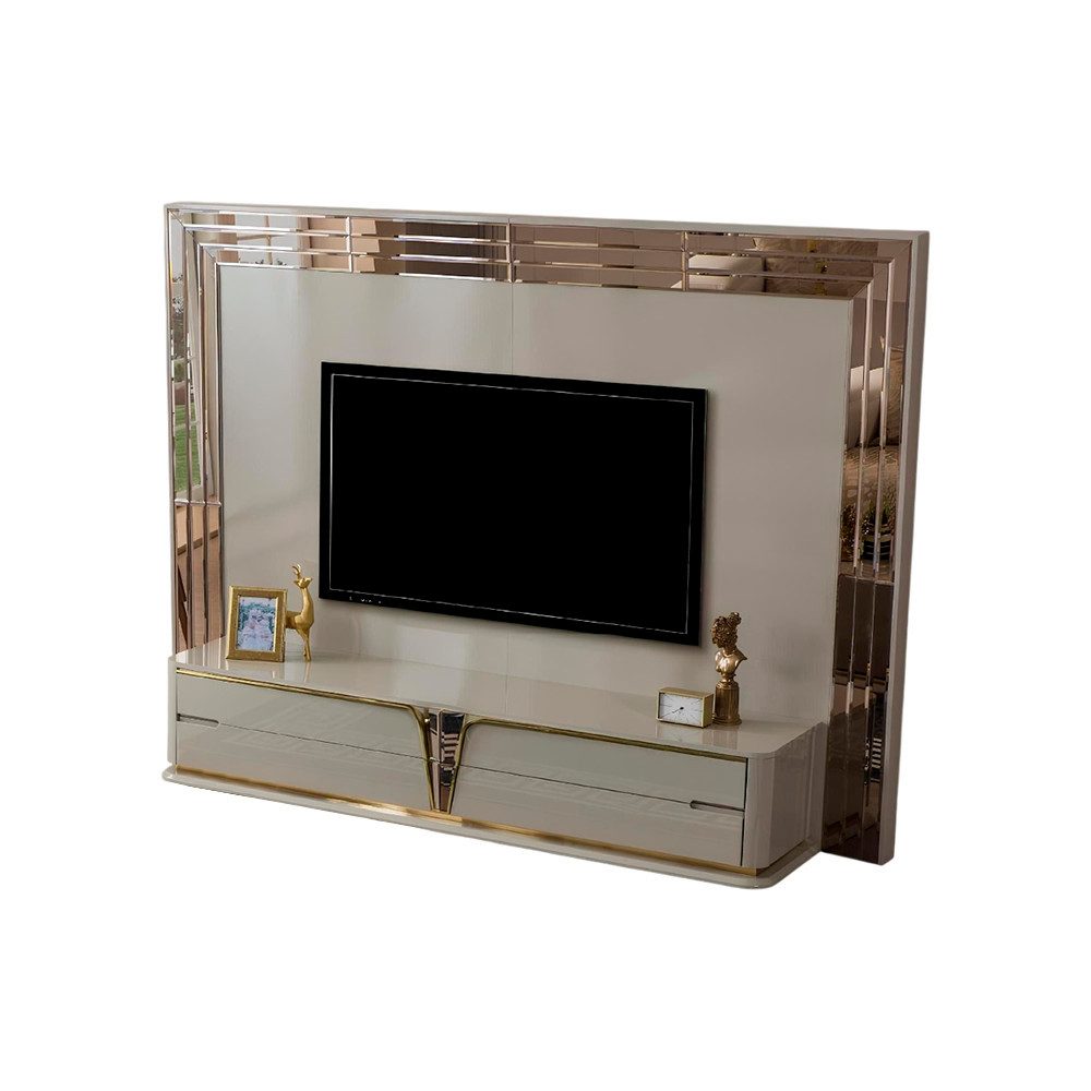Xlmoebel TV-Board Luxus Lowboard in Gold-Beige aus hochwertigem Holz für Wohnzimmer (TV-Ständer), Hergestellt in Europa