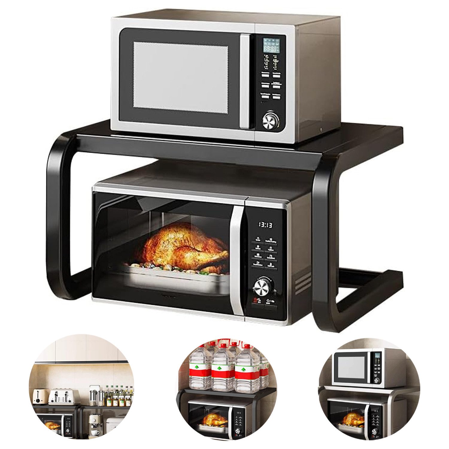 MODFU Küchenregal Metall 2 stufiges Mikrowellenständer Standregal Küche, Bä günstig online kaufen