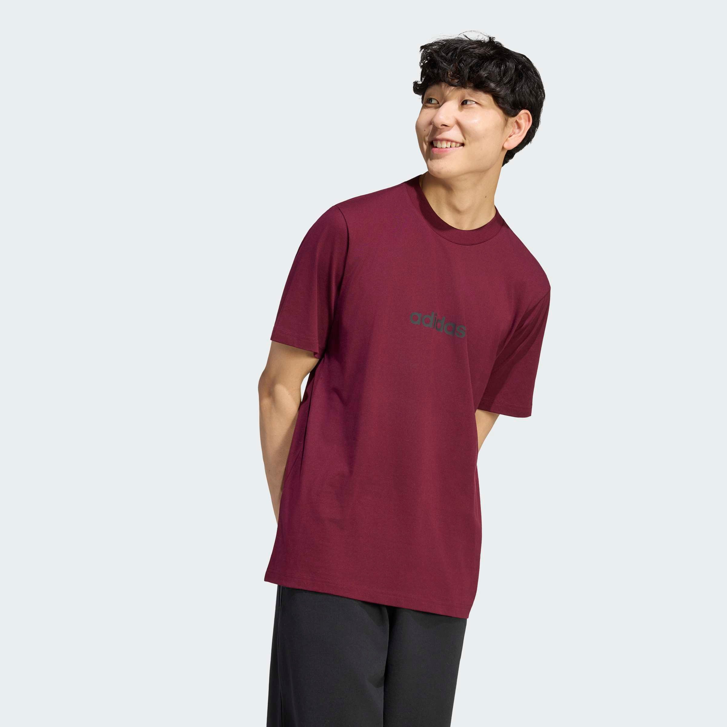 adidas Sportswear T-Shirt ESSENTIALS LINEAR SINGLE JERSEY überschnittene Schultern, Kurzarmdesign, aus Baumwolljersey