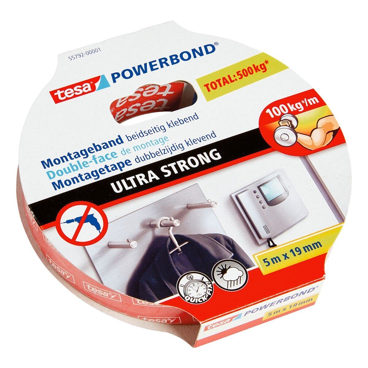 tesa Doppelklebeband Powerbond® ULTRA STRONG 19 mm, für den Innen- / Außenbereich
