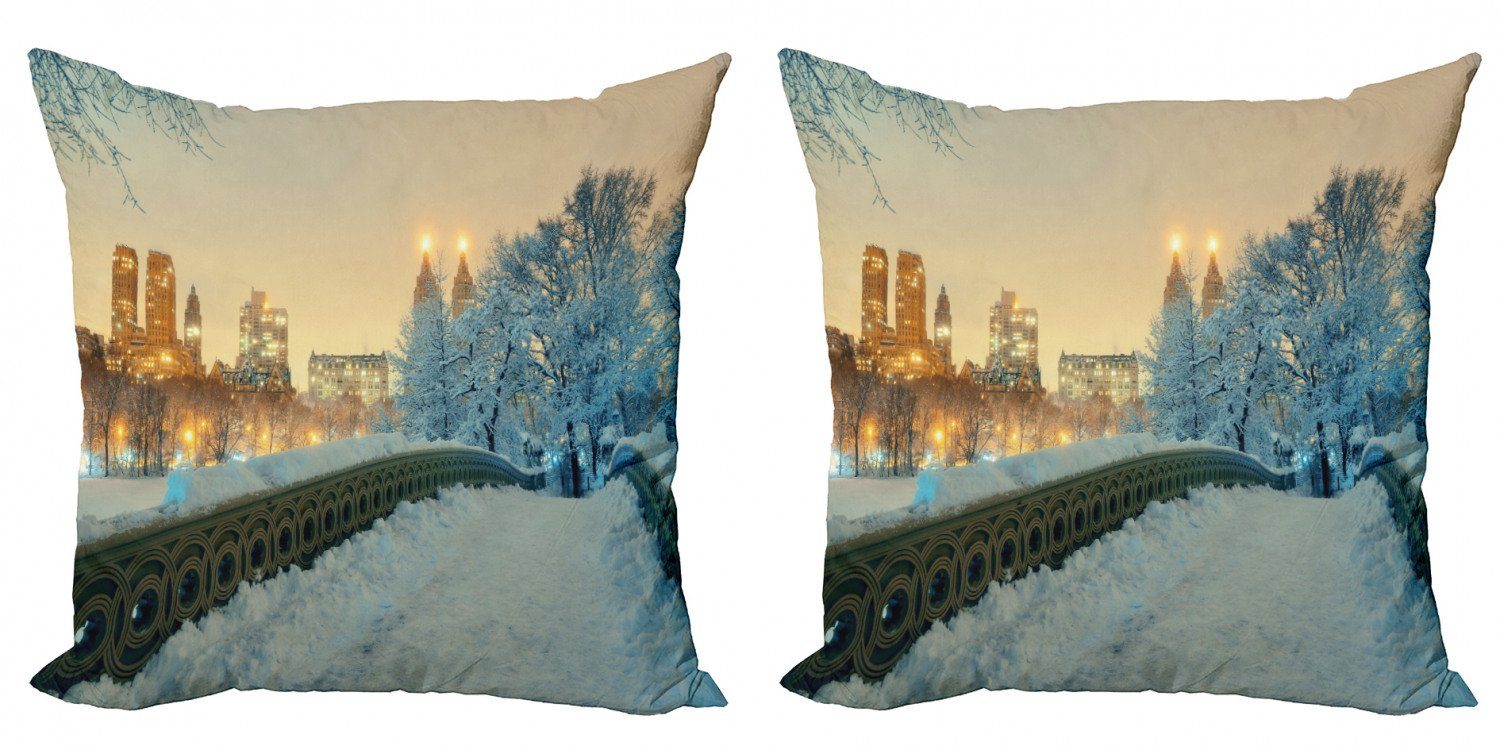Kissenbezüge Modern Accent Doppelseitiger Digitaldruck, Abakuhaus (2 Stück), Winter New York Central Park | Kissenbezüge