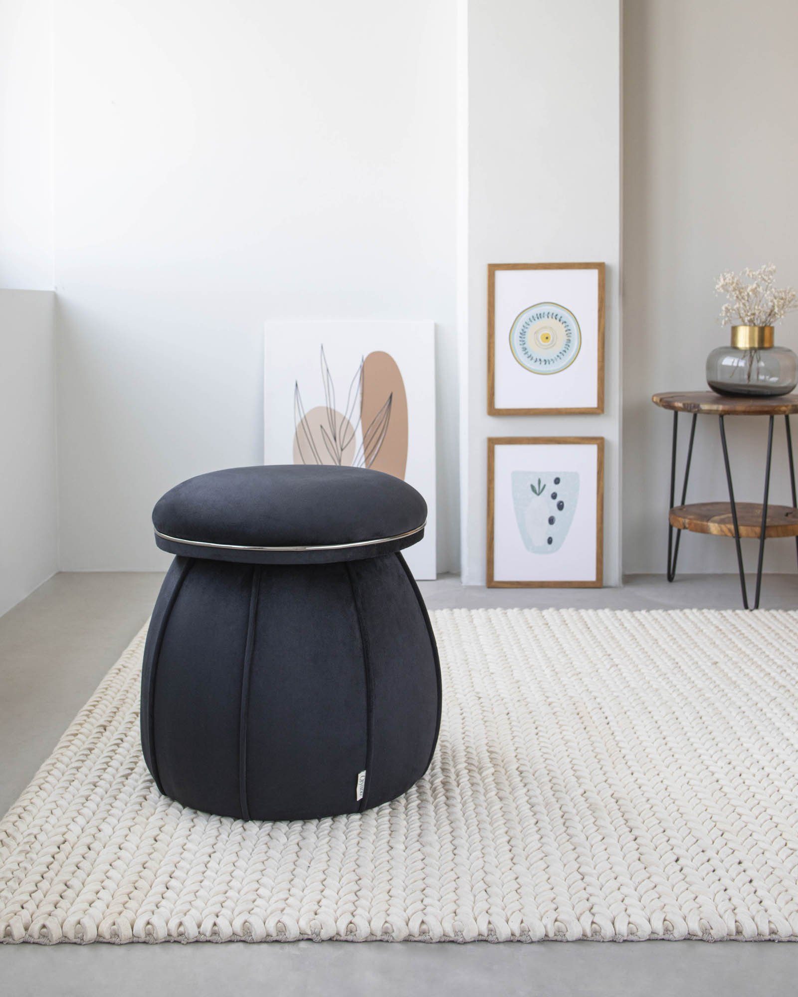 Qiyano Hocker Pouf Luana 100 Samt günstig online kaufen