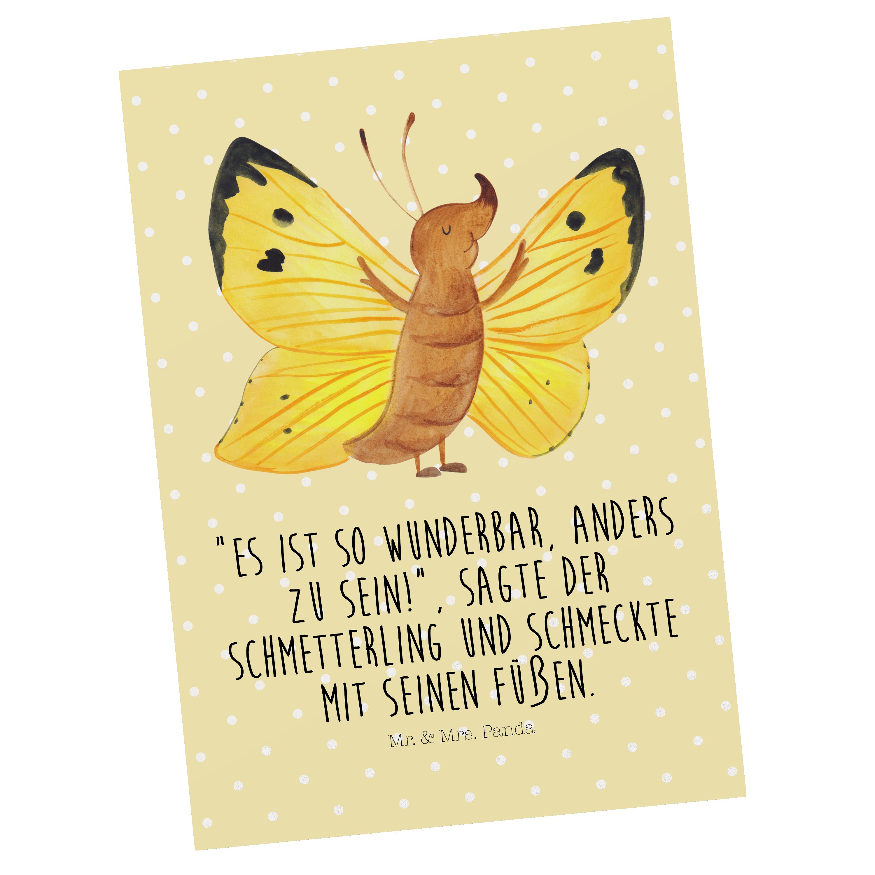 Schmetterling Postkarte & Mr. - - Mrs. Geschenk, lustige Gelb Sprüc Panda Pastell Zitronenfalter