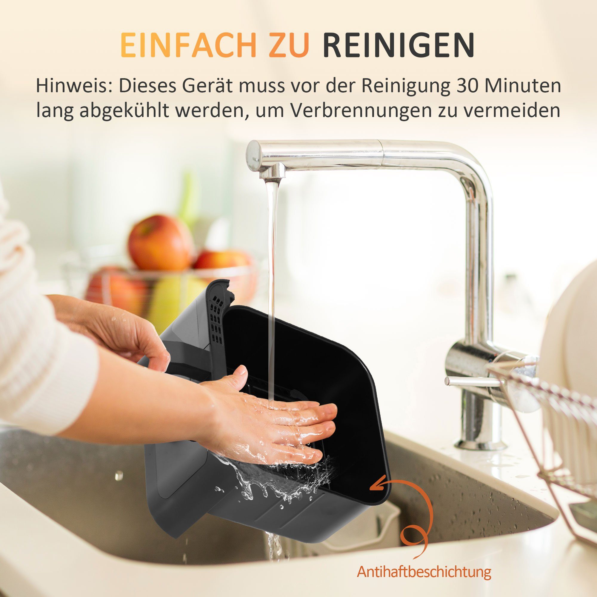 HOMCOM Heißluftfritteuse, 1350 W, Schwarz 31 x 37,5 x 32 cm