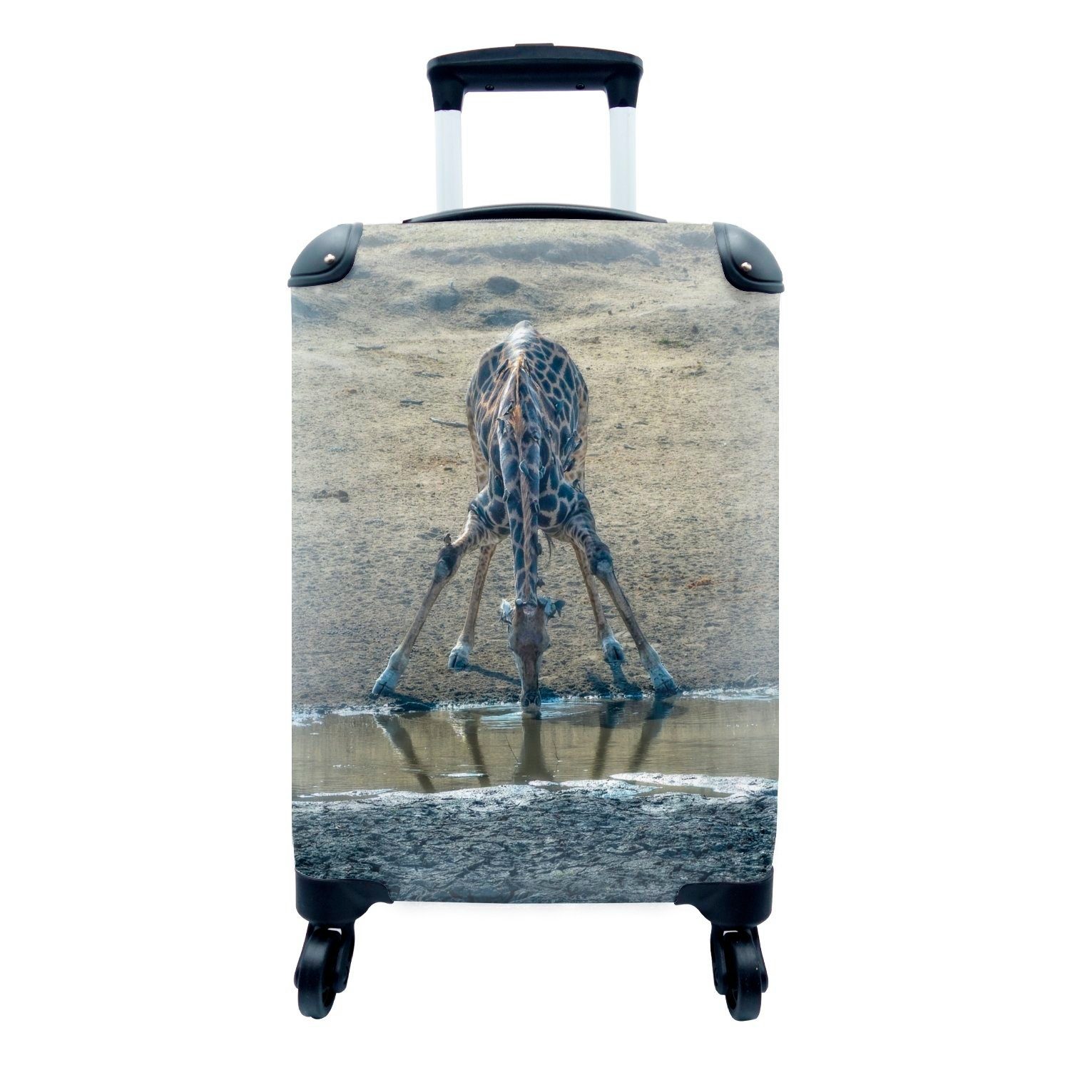 MuchoWow Handgepäckkoffer Giraffe - Tier - Wasser, 4 Rollen, Reisetasche mit rollen, Handgepäck für Ferien, Trolley, Reisekoffer