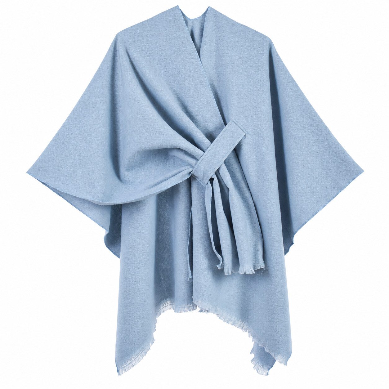 Oemmn Strickponcho Damen Eleganter Poncho Umhang mit offenem Vorderteil, Unifarben weicher Strick-Schal, warmer Cape-Cardigan für Herbst und Winter