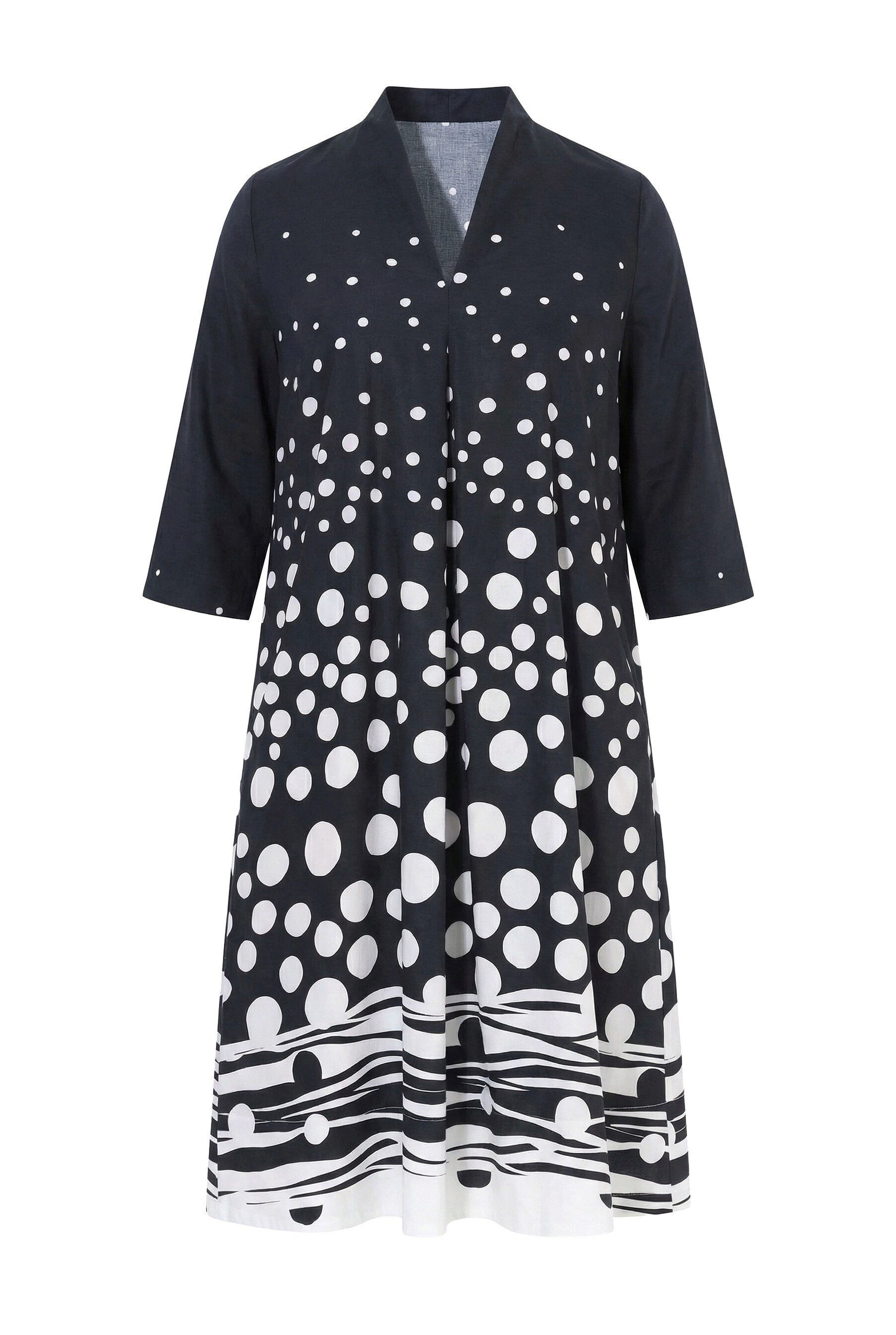 Ulla Popken Midikleid Midikleid Punkte Lyocell Kelchkragen 3/4-Arm