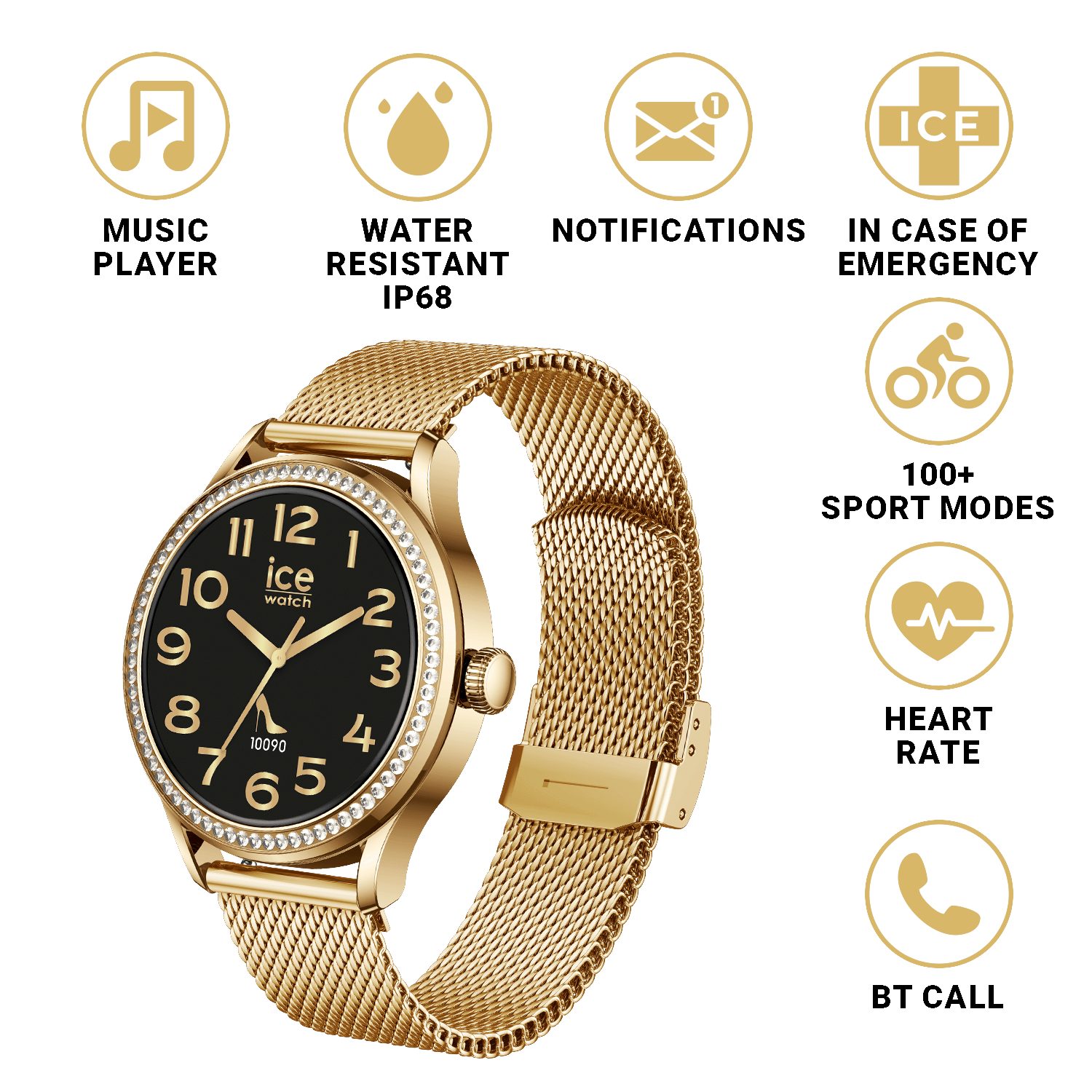 ice-watch Smartwatch, Armbanduhr, Damenuhr, Edelstahlarmband, Bluetooth, digital