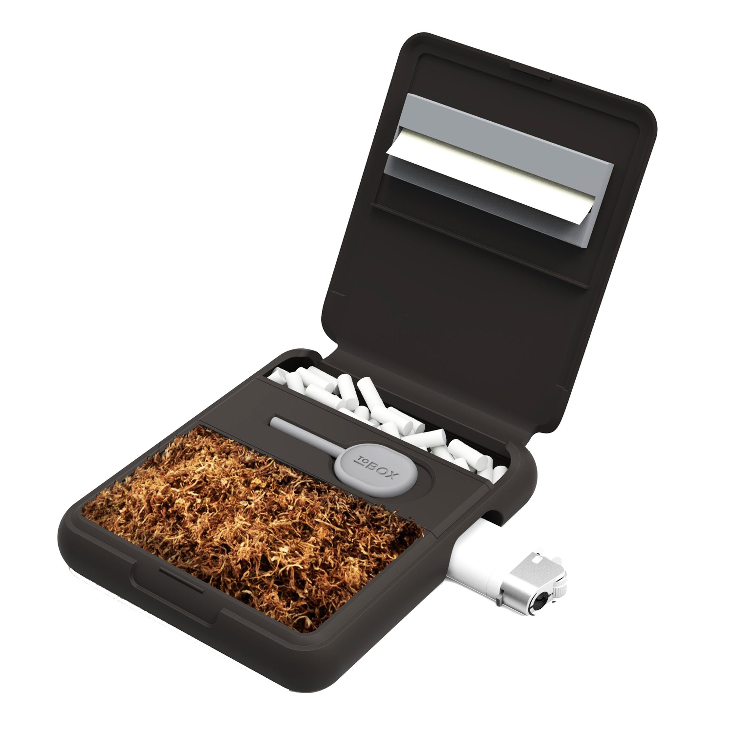 CHAMP Aufbewahrungsbox Aufbewahrungsbox Tabak Rollpapier Filter Rollbox Box Paper 38 (Grau), Zigaretten Stopfer