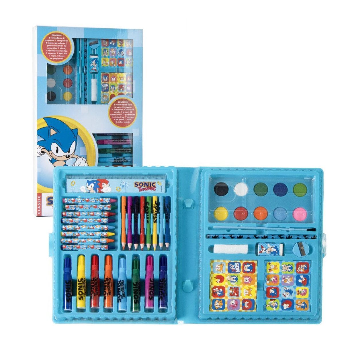 Sonic The Hedgehog Farbkasten Malbox als Geschenkidee für Kreativsortiment und Wiederverkauf