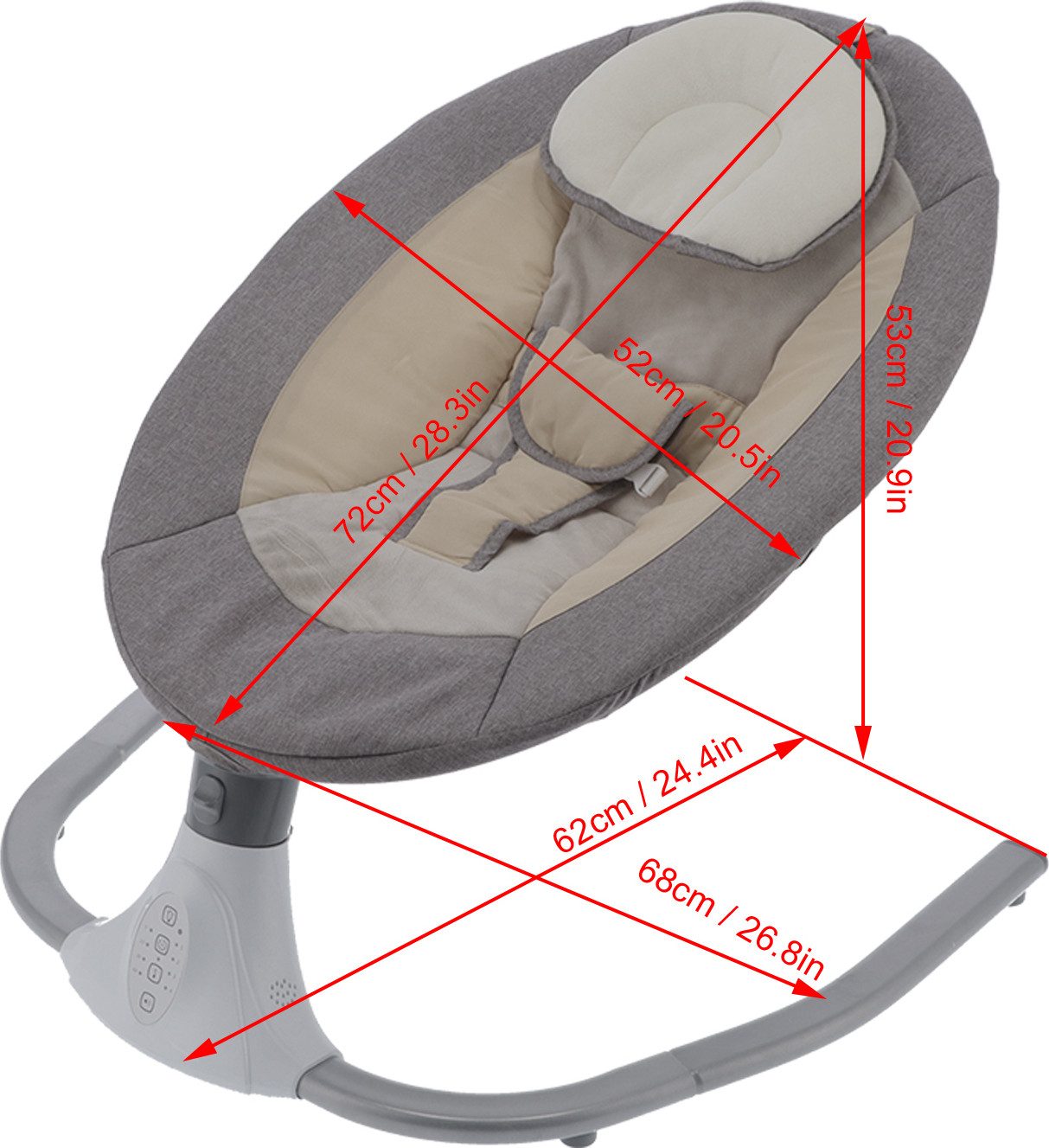 cocosity Electric Baby Bouncer, Baby Swing with Remote Control, Mosquito Net, up to 20kg, Rechargeable, Bluetooth, Music, Mosquito Net, Foldable.