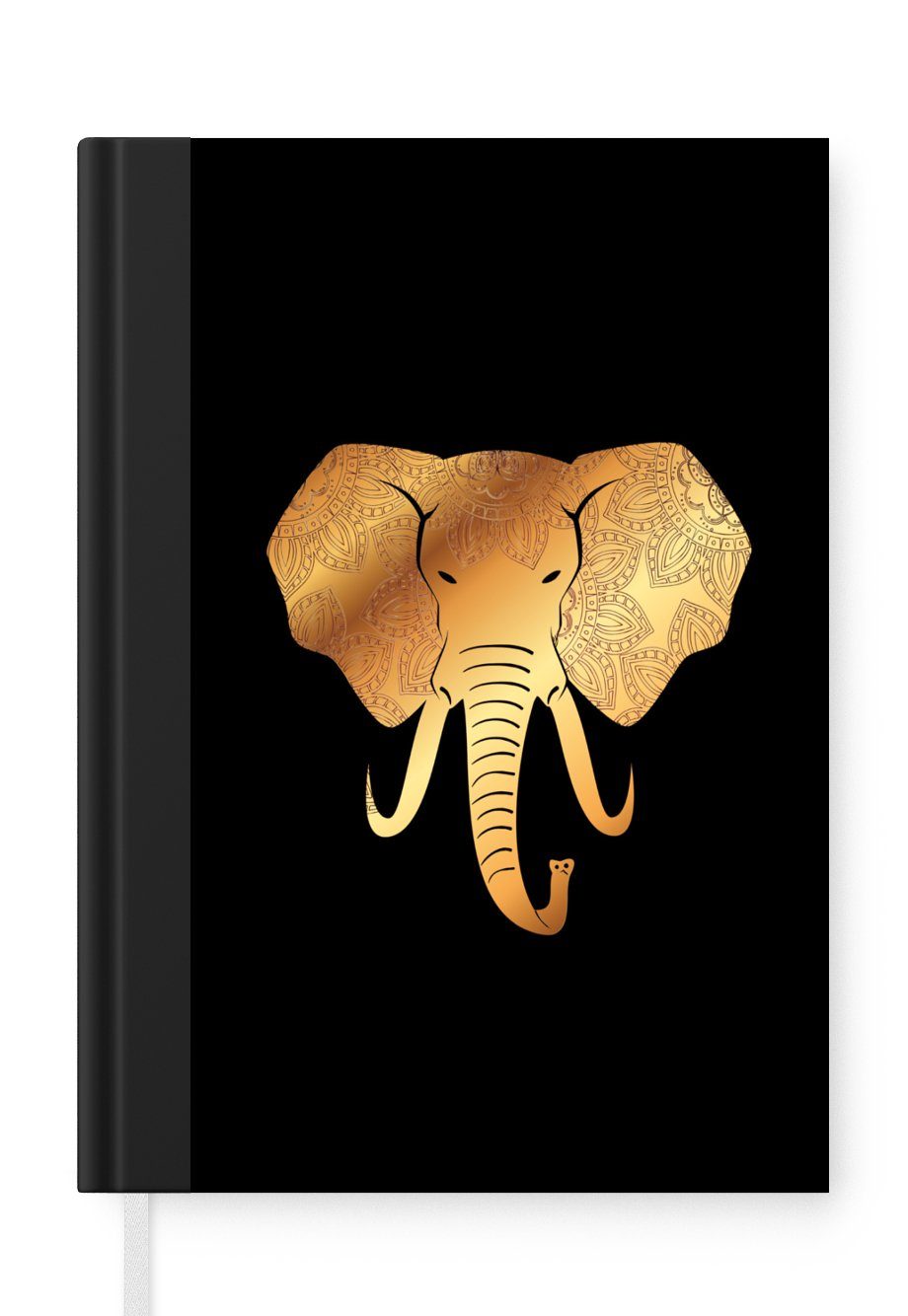 MuchoWow Notizbuch Elefant - Gold - Muster, Journal, Merkzettel, Tagebuch, Notizheft, A5, 98 Seiten, Haushaltsbuch