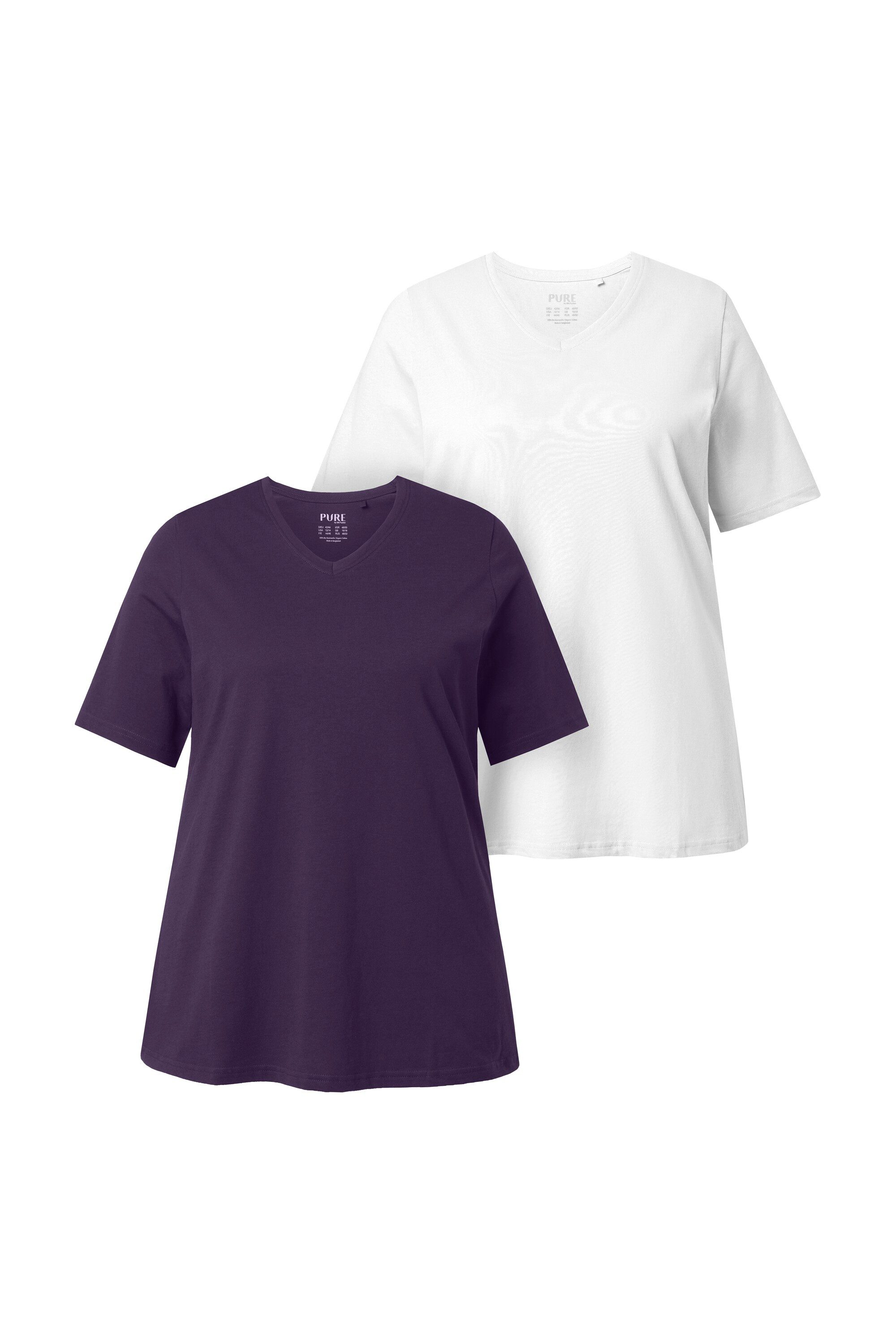 Ulla Popken T-Shirt T-Shirts 2er-Pack V-Ausschnitt Halbarm (2-tlg) günstig online kaufen