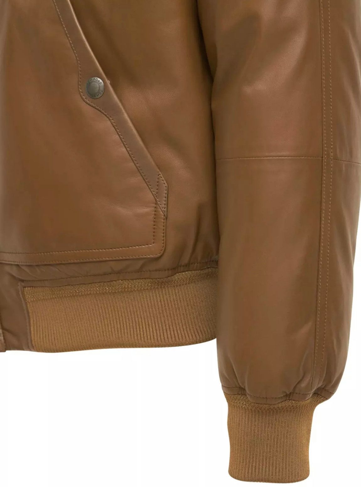 Tom Ford Lederjacke Kapuzenjacke Bomberjacke mit Daunenfüllung Lammleder, Wärmeisolierung durch Daunenfüllung, Rippbündchen