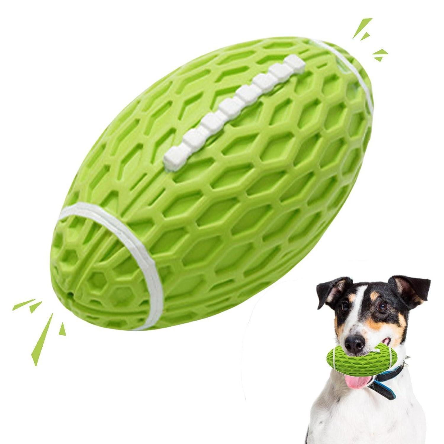 LuxusKollektion Rugbyball Hundespielzeug Quietschball Groß Grün (1-St)