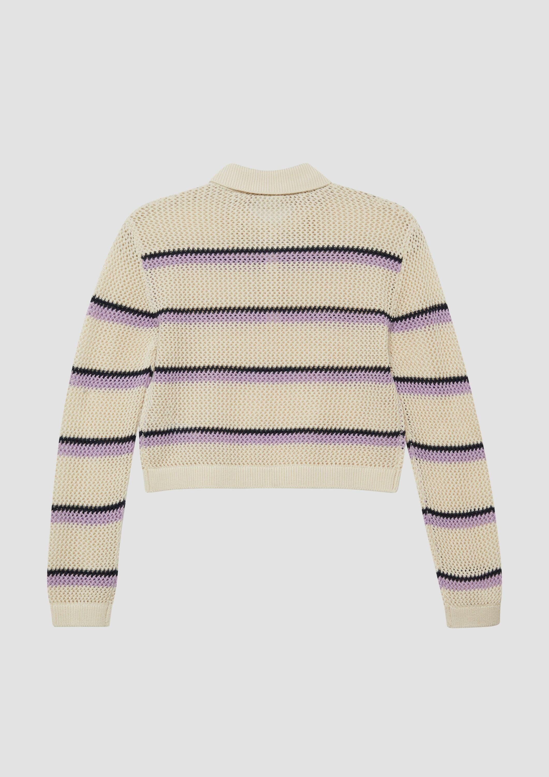 s.Oliver Longpullover Strickpullover Verkürzter Strickpullover mit Lochstruktur