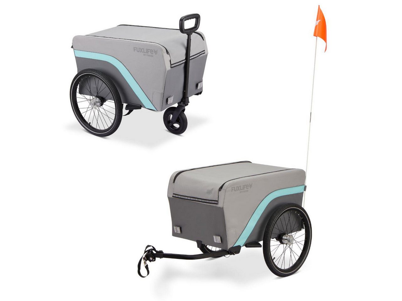 FUXLIFE Fahrradlastenanhänger FX-LA120, 2in1 Nutzung, 120 L Volumen, 47,8 kg Zuladung
