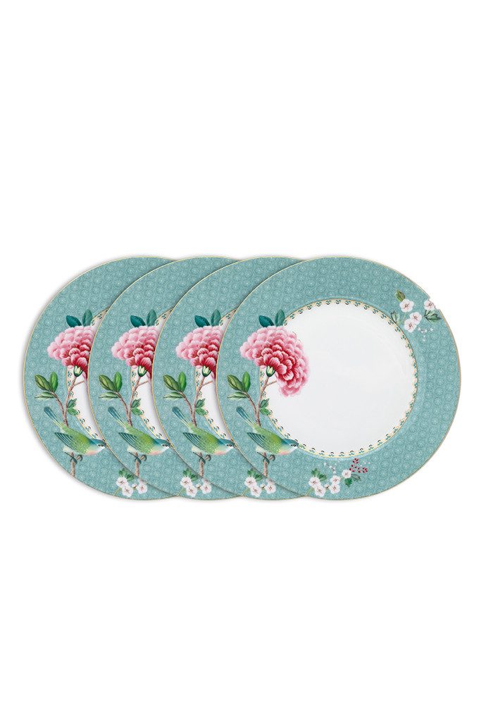 PiP Studio Teller-Set Frühstücksteller Blushing Birds, Ø 21 cm (4-tlg), 4 Personen, Porzellan, Blushing Birds Kollektion, Teller im 4er Set