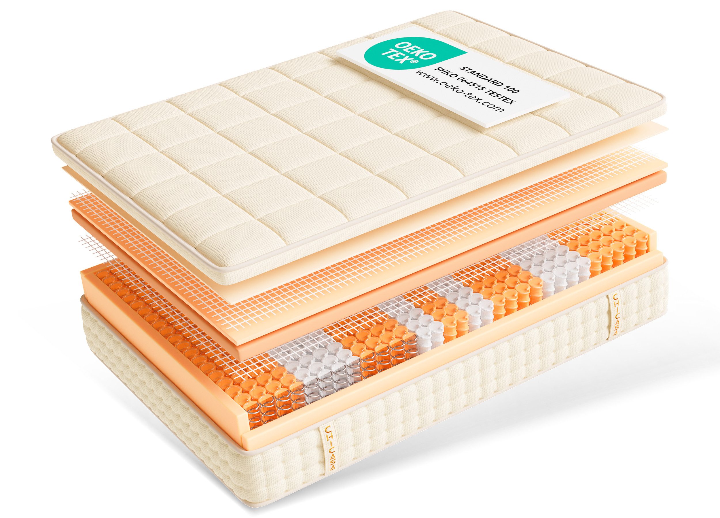 Taschenfederkernmatratze Deluxe, 9 Zonen, Klimaausgewogener Waffel INTEGRIERTER TOPPER, CHICASA, 25 cm hoch, (Waffel-atmungsaktive Faser, Orthopädisch: passt sich dem Körper an), Zielt auf die Taille und den Beckenbereich ab