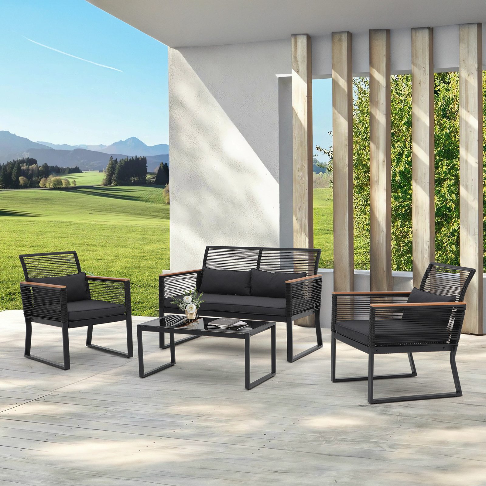 JOIVI Gartenlounge-Set 4 tlg Gartenmöbel Set, günstig online kaufen