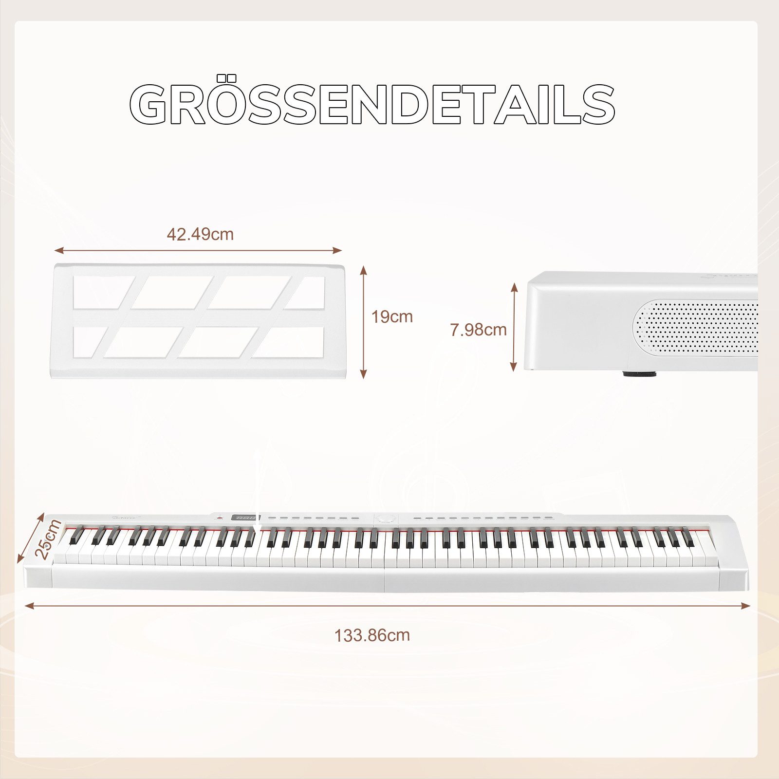 LALAHO Digitalpiano E Piano 88 Tasten, Keyboard für Kinder und Erwachsene, Dual-Bluetooth, mit/ohne Ständer, für Kinder und Erwachsene – Bild 5 von 5