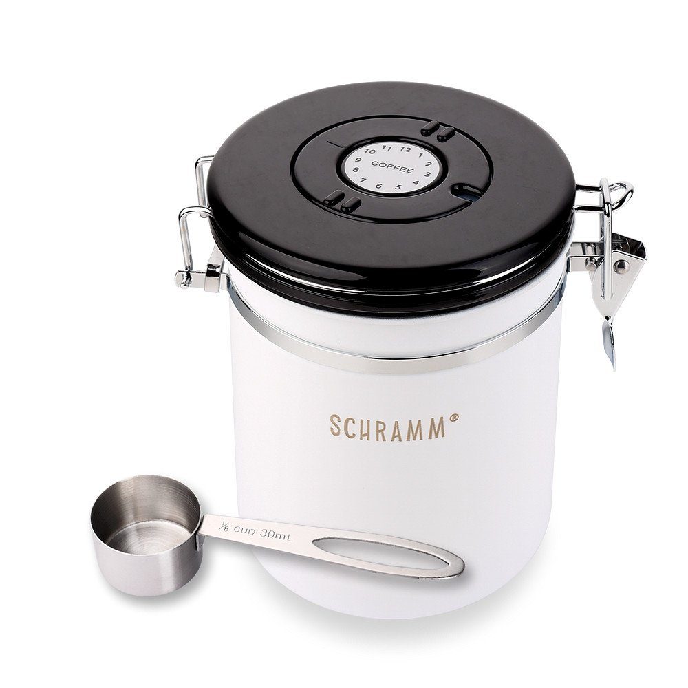 Schramm Kaffeedose Schramm® Kaffeedose 1500 ml in 10 Farben mit Dosierlöffel Höhe: 15cm Kaffeedosen Kaffeebehälter aus Edelstahl weiß matt