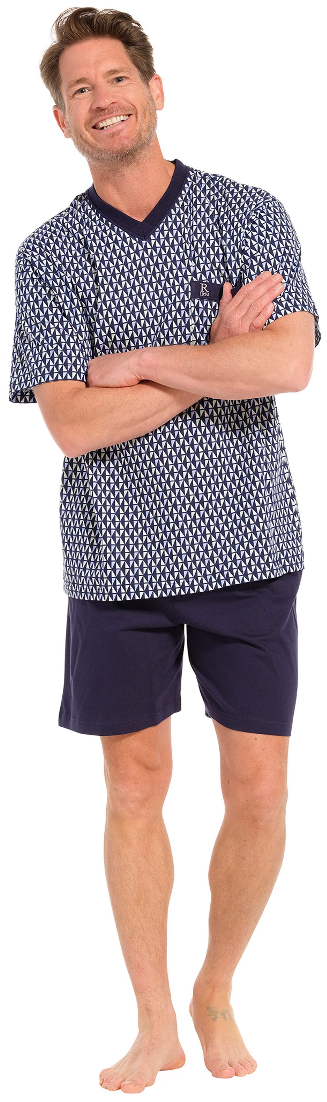 Robson Schlafanzug Herren Pyjama kurz (2 tlg) Baumwolle