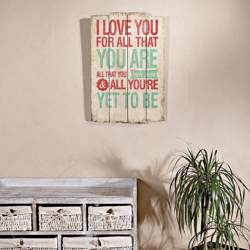 Mucola Holzbild Holzbild Wandbild Wanddekoration Holzschild 60cm Love used look Retro, Spruch