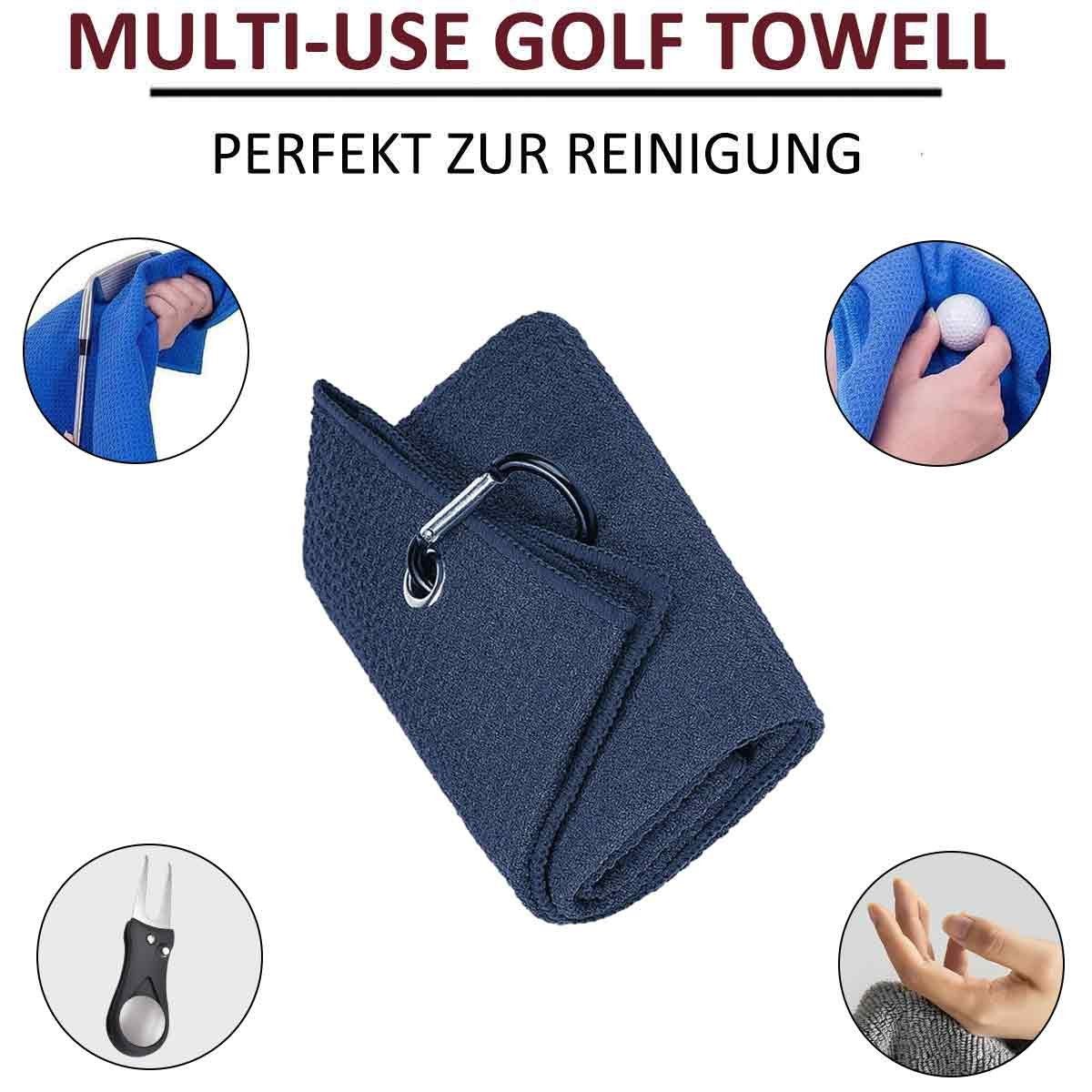 Jormftte Handtücher Golfhandtuch Dunkelblau+hellgrau Golf Handtuch Microfaser Sporthandtuch Handtücher Fold