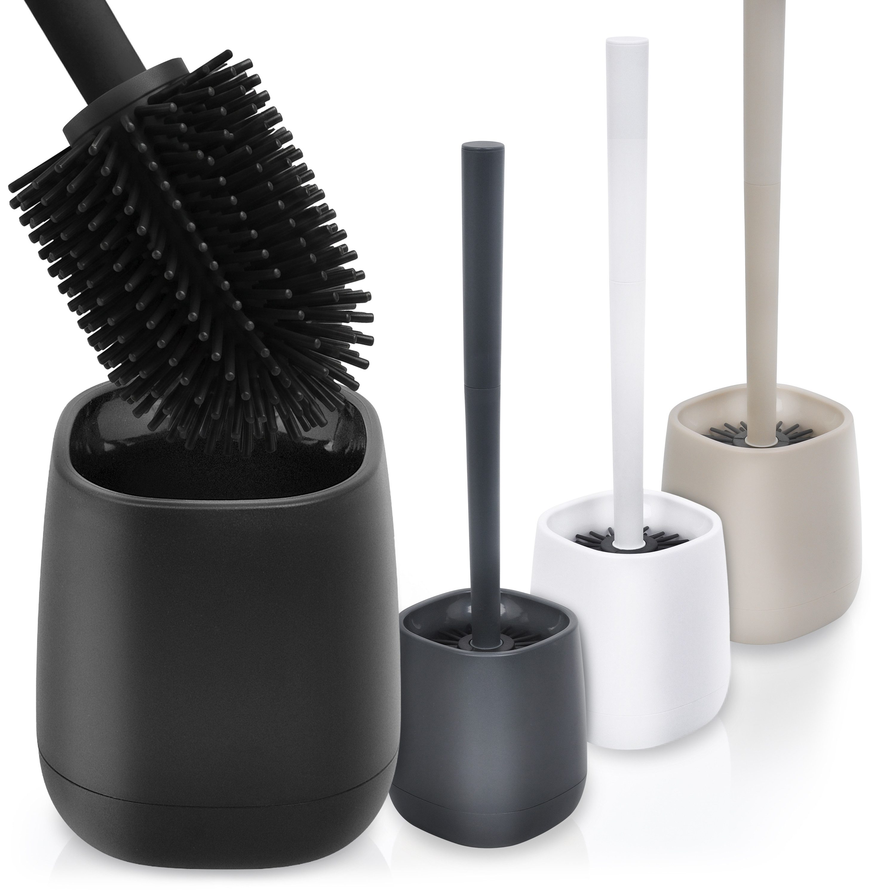 YourCasa WC-Reinigungsbürste YourCasa Klobürste Silikon mit Halter, hygienische Toilettenbürste, Badezimmer, Bürstenkopf wechselbar von YourCasa