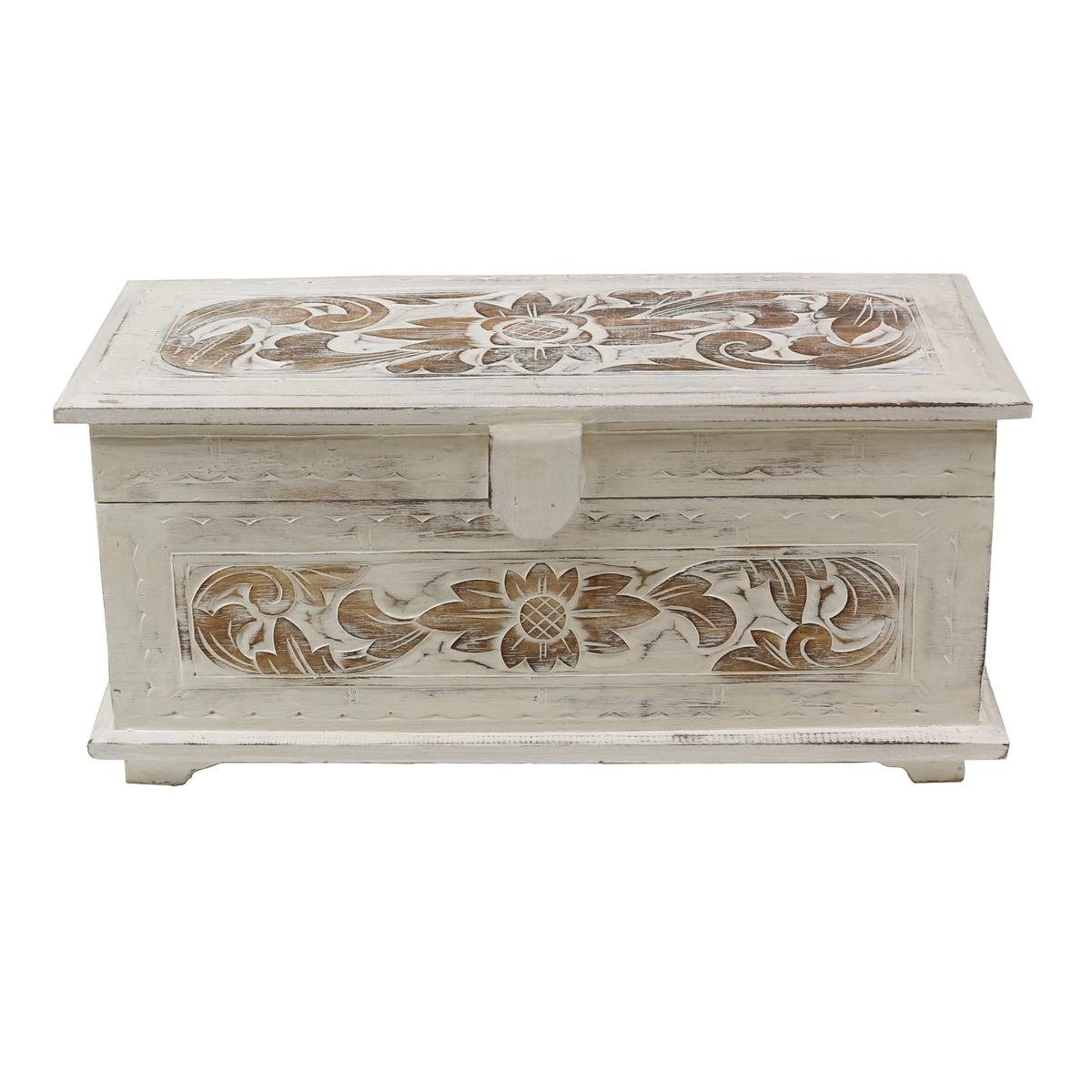 Oriental Galerie Truhe Weiße Truhe Blumen Groß 60 cm Design 2