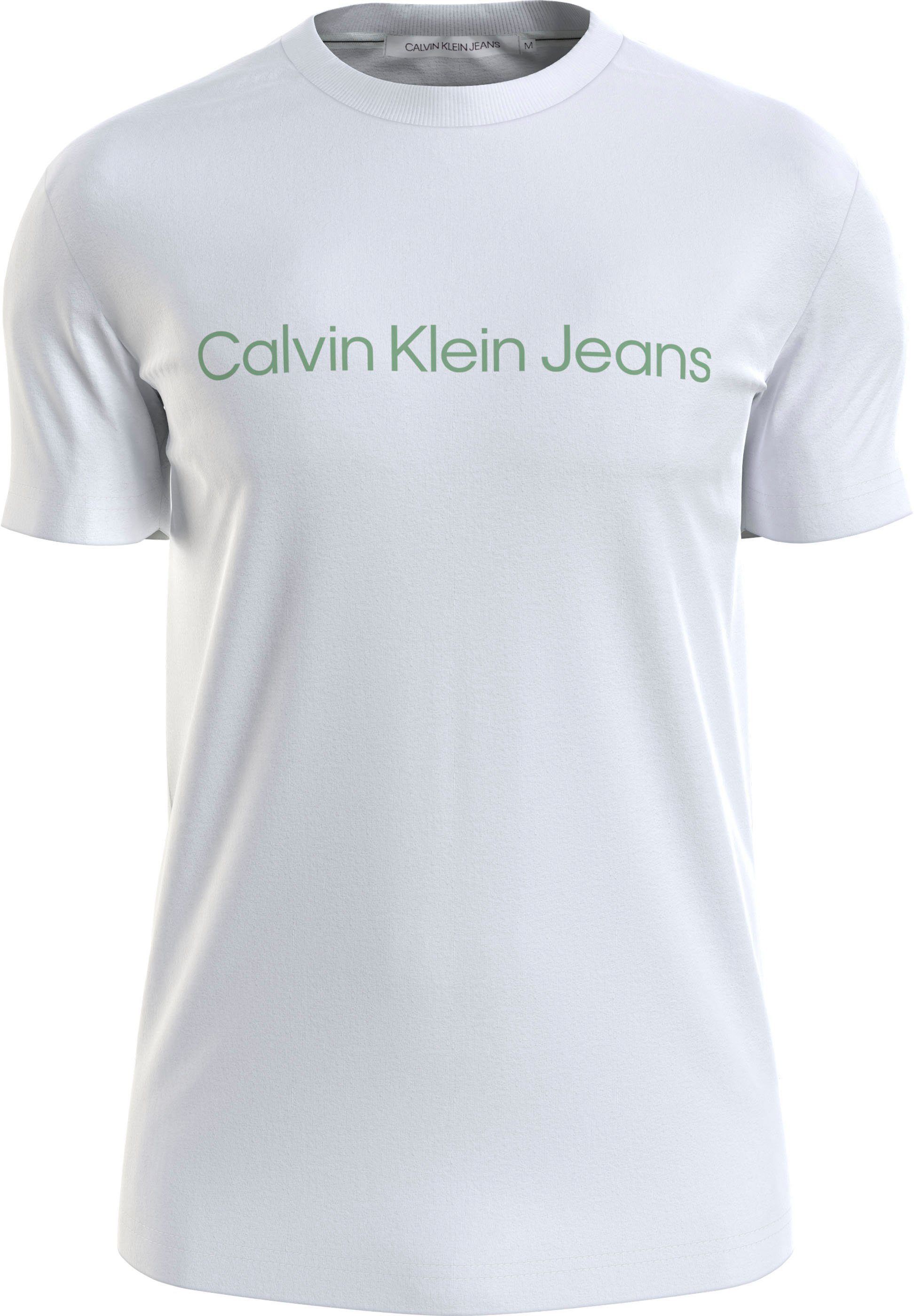 Klein LOGO T-Shirt Klein Logoschriftzug Calvin Calvin INSTITUTIONAL mit Jeans