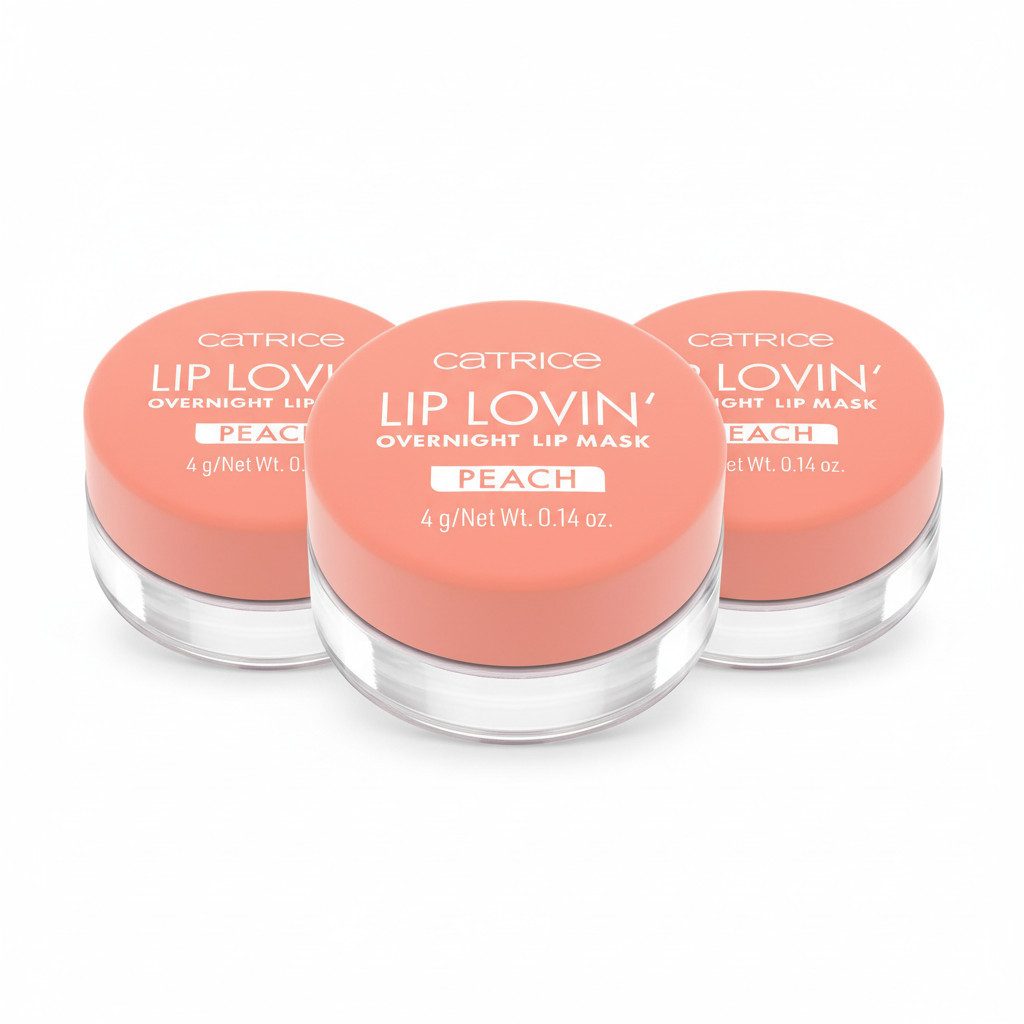 Catrice Lippenmaske Lip Lovin' Overnight Lip Mask, 3-tlg., Pflegende vegane Formel mit Pfirsicharoma und Pfirsichöl.