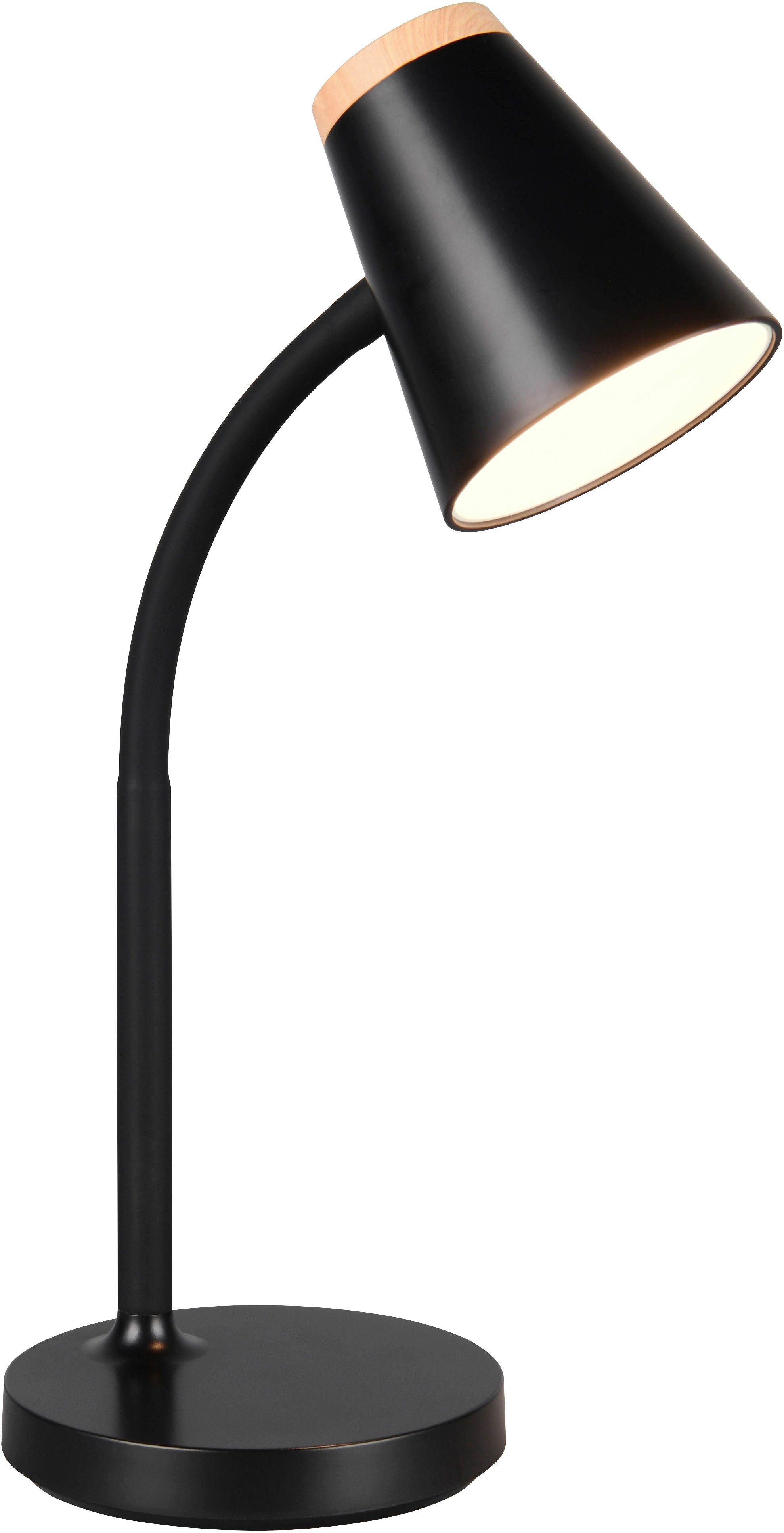 Reality Leuchten LED Tischleuchte PONGO, LED Tischleuchte m. Kippschalter, 4,5W 500 Lumen 3000K warmweiß, Ein-/Ausschalter, LED fest integriert, Warmweiß, flexibel verstellbare Leselampe, Schreibtischlampe Höhe 36cm