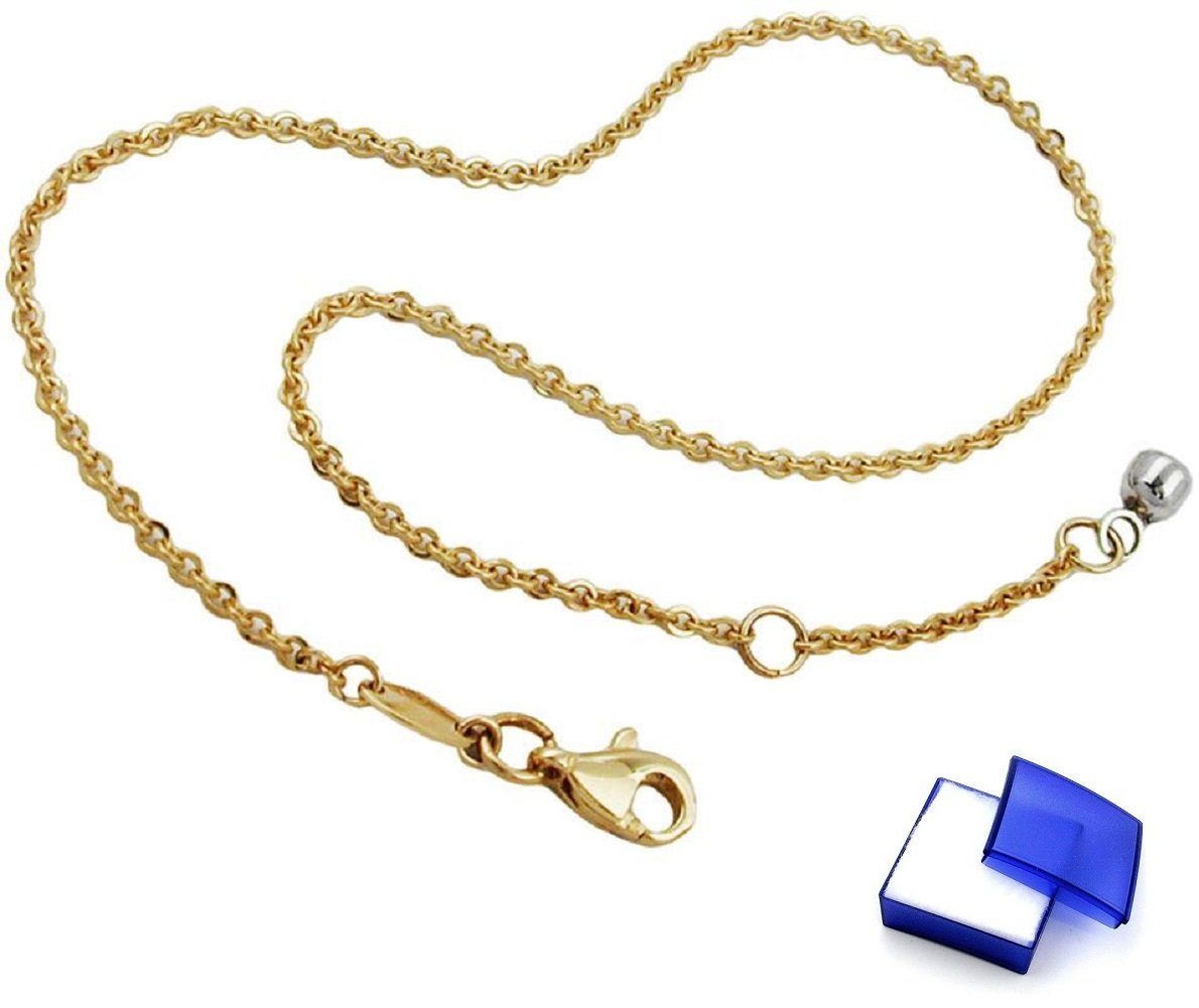 Fußkette Fußkette 1,7 mm Ankerkette Weißgold 9 Kt Gold 25 cm