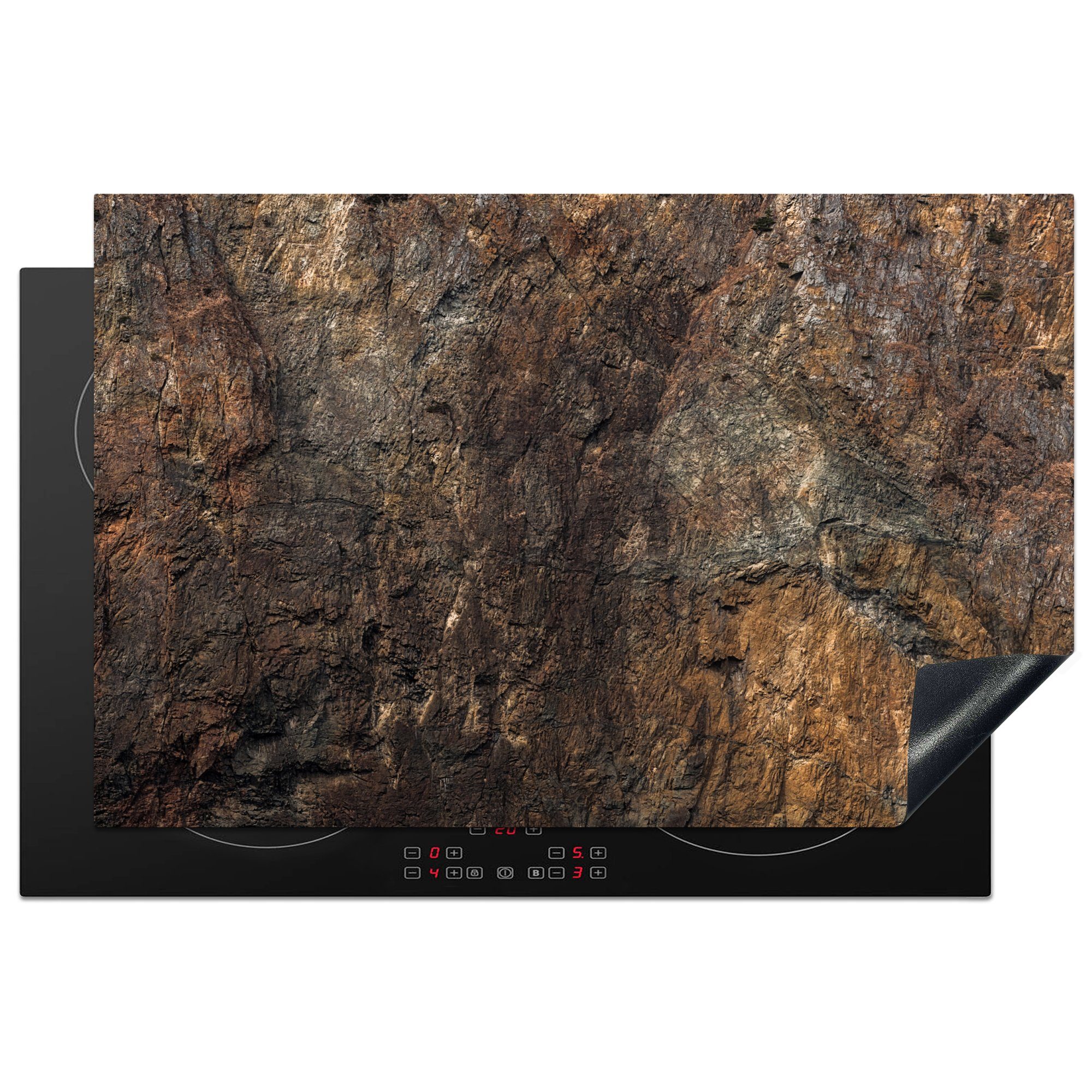 MuchoWow Herdblende-/Abdeckplatte Struktur von dunklem Gestein, Vinyl, (1 tlg), 81x52 cm, Induktionskochfeld Schutz für die küche, Ceranfeldabdeckung