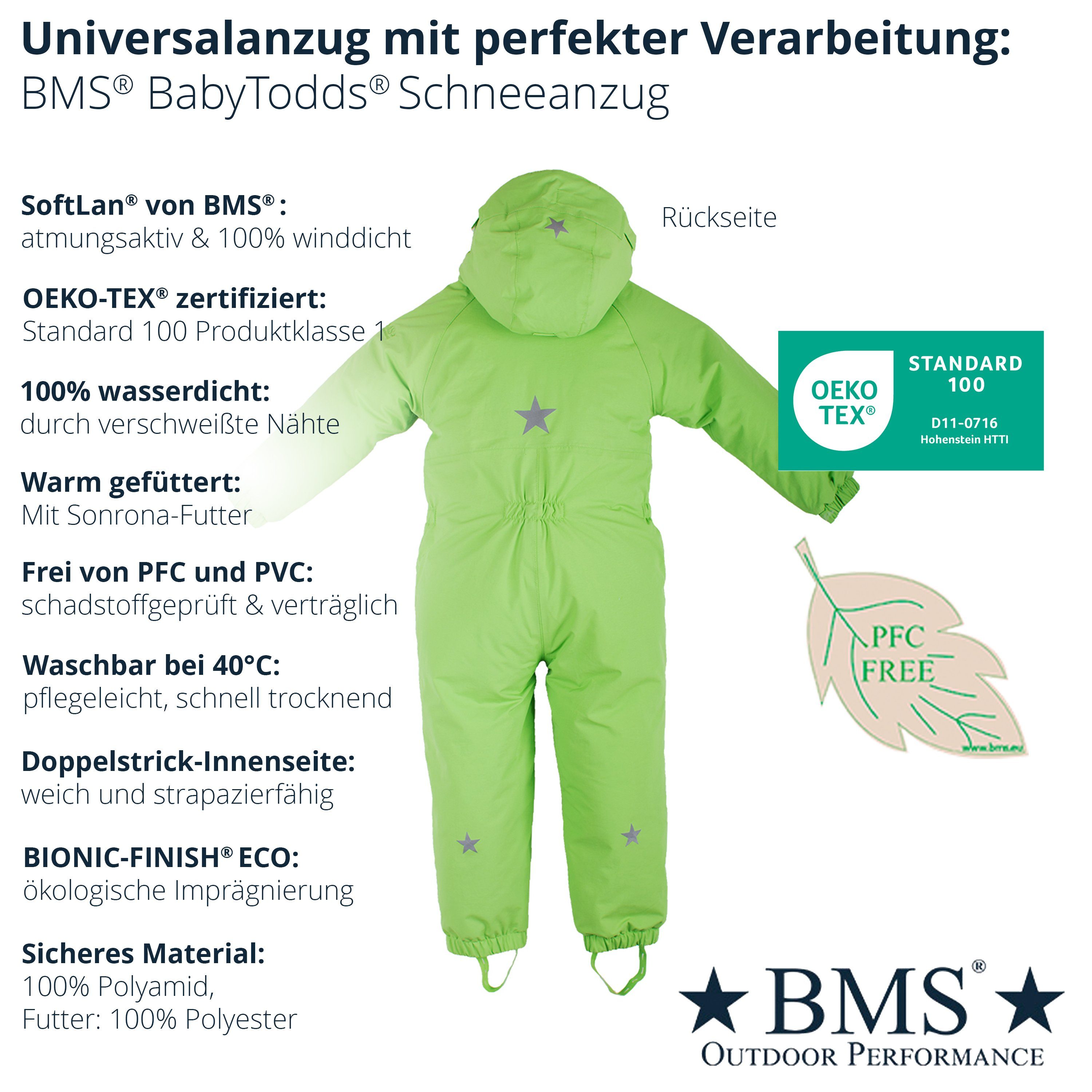 BMS Schneeoverall BMS Schneeanzug - 100% wasserdicht & atmungsaktiv mit SORONA AURA Wattierung besonders warm und leicht