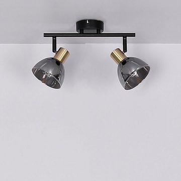 etc-shop LED Deckenspot, Leuchtmittel nicht inklusive, Deckenstrahler 2 flammig Deckenlampe Retro schwarz