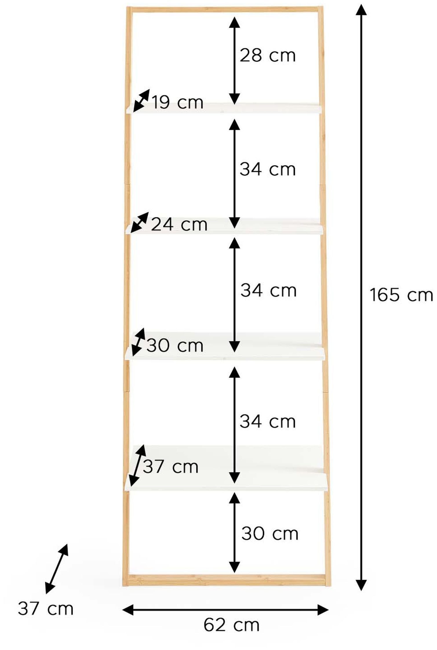 xonox.home Leiterregal, in weiß Nachbildung/Bambus B/H/T ca.: 61,3 x 164 x 36,5 cm