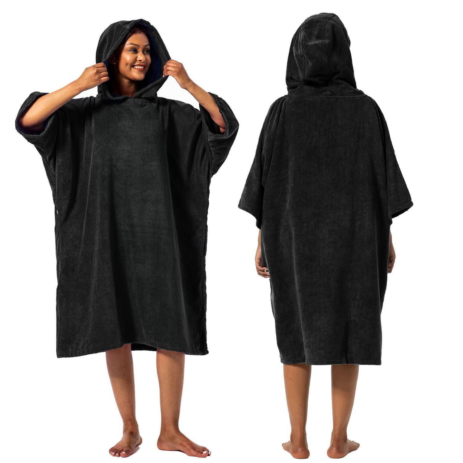 LuxusKollektion Poncho Handtuch Poncho Surf Schwarz M (1-St)