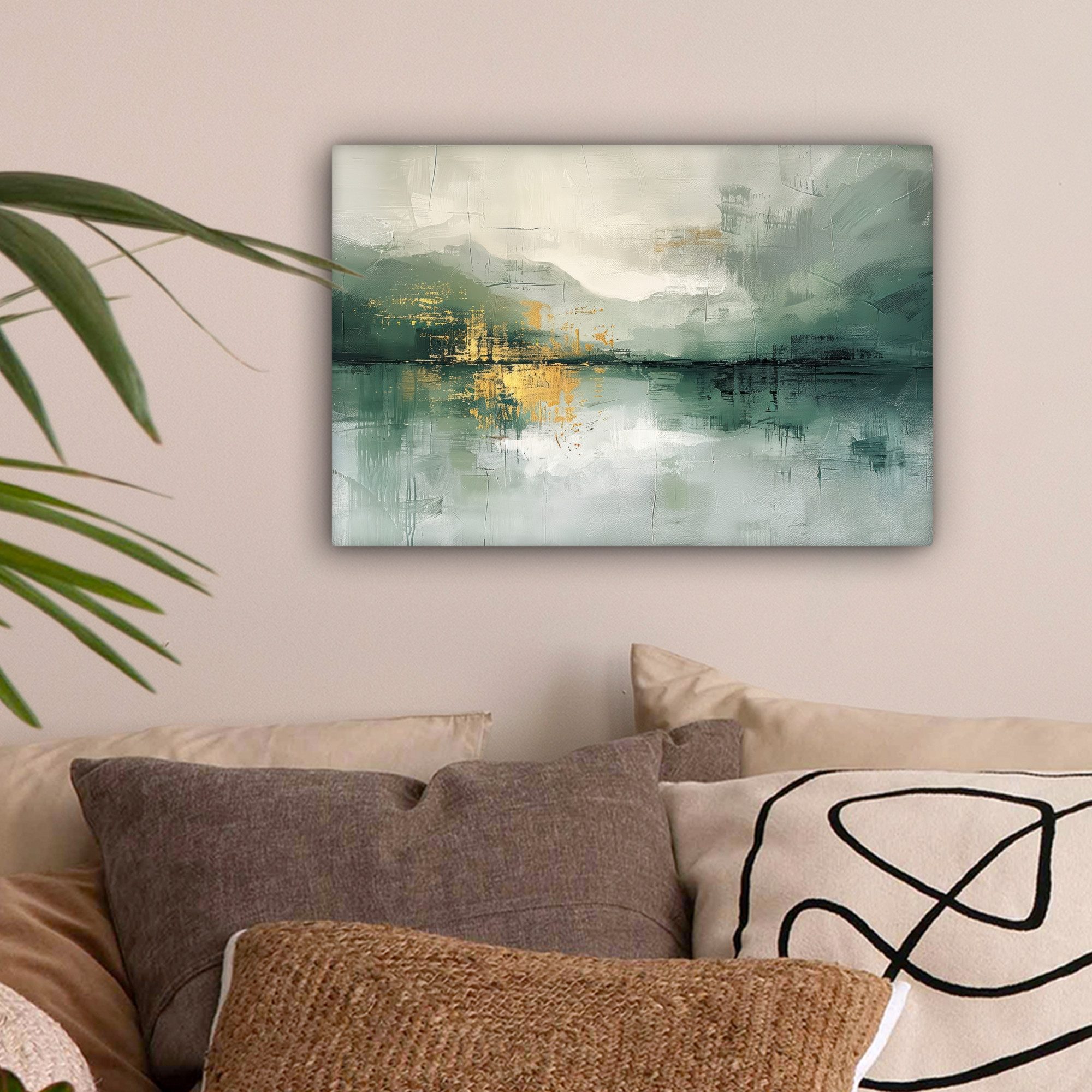 OneMillionCanvasses® Leinwandbild Grün - Modern - Abstrakt - Gold, Fotodruc günstig online kaufen