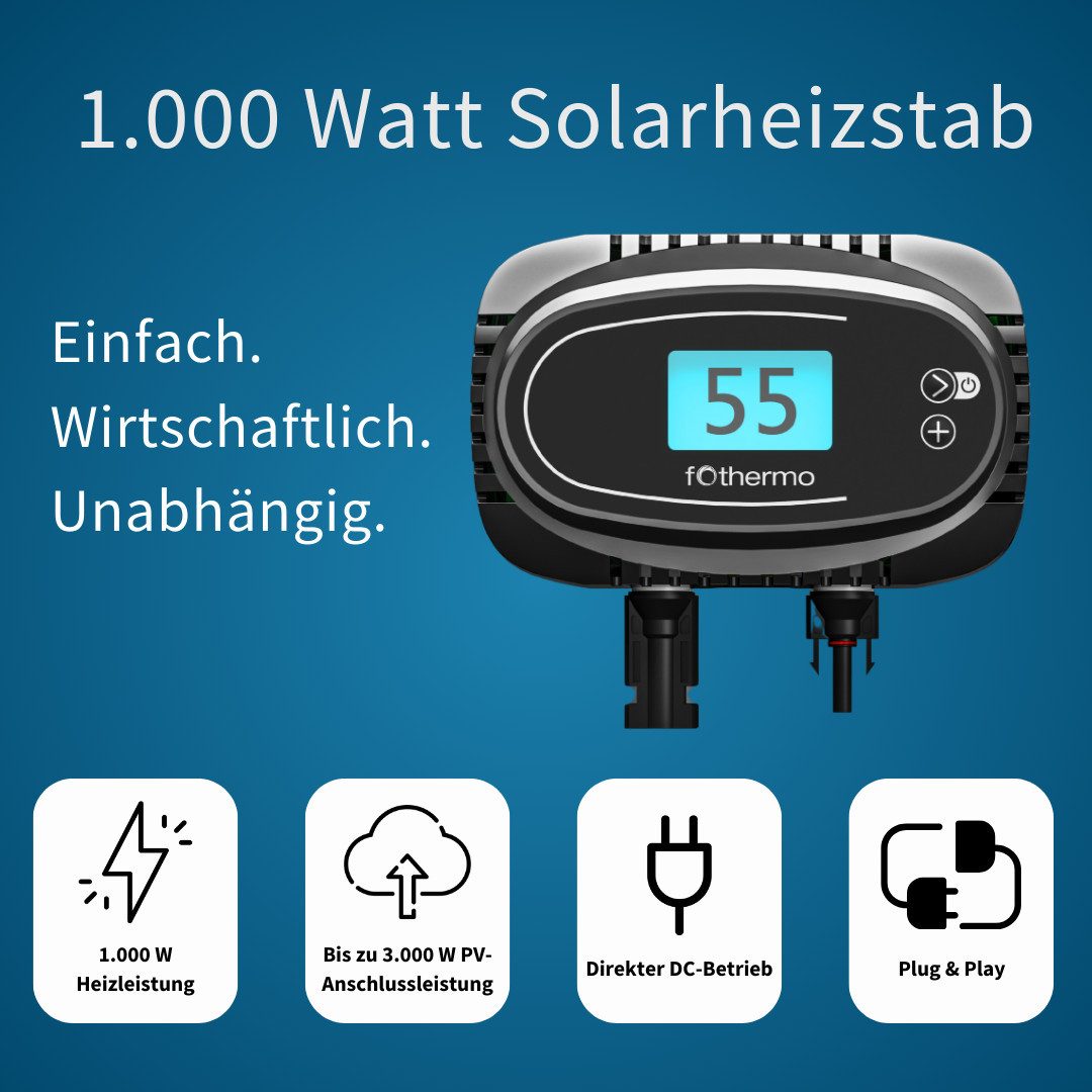 fothermo System AG Heizstab ROD-1000, Einzelprodukt, 1000 W; PV-Direktanschluss; stufenlos; ohne Wechselrichter