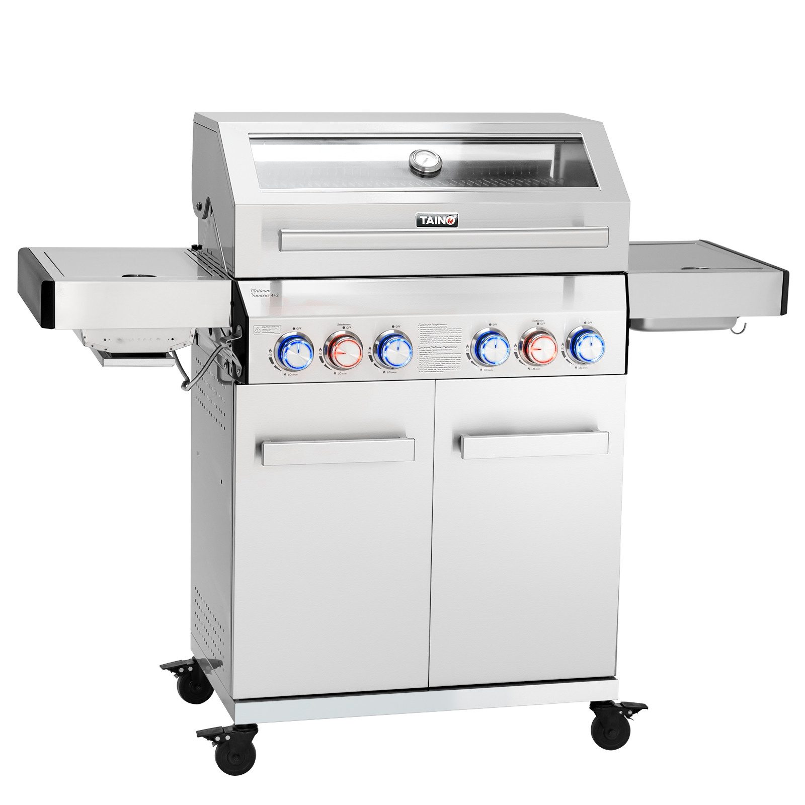 TAINO Gasgrill PLATINUM, YAMARA 4+2, Gusseisenrost, Backburner, Sear-Brenner