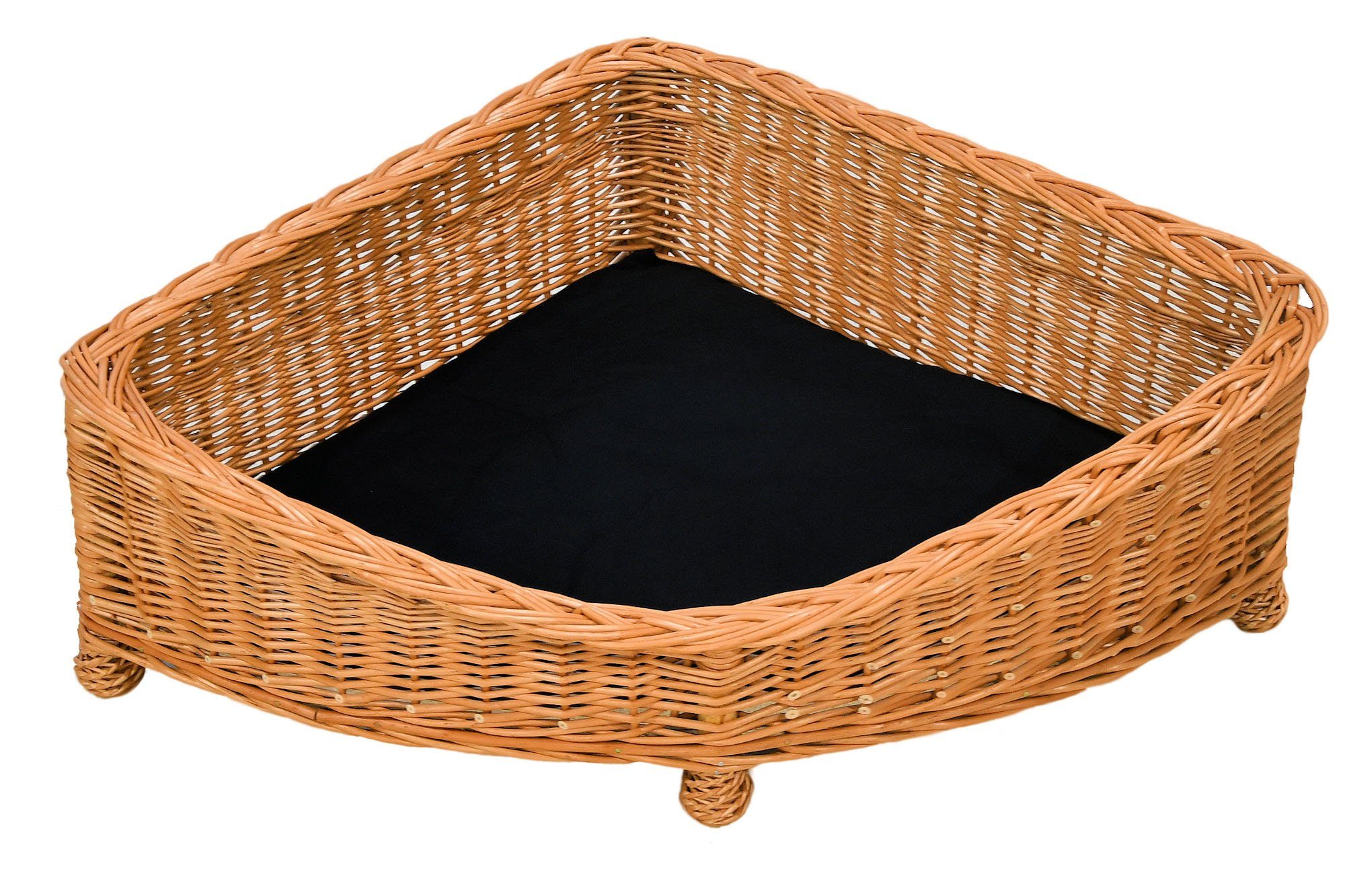 MyBer® Katzenliege Hundeliege Katzenbett Hundebett Haustier Sofa Liege Bett aus Weide, braun geflochten mit Kissen 64x64x28x86cm K5-095-SS-K