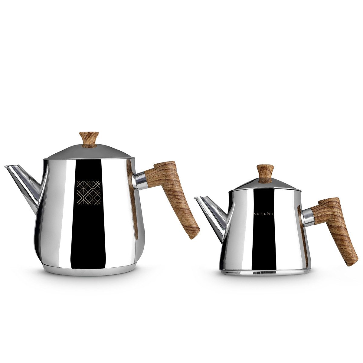SERENK Teekanne Serenk Türkische Teekanne Caydanlik 3 L Induktion Edelstahl, 3 l, (4-St)