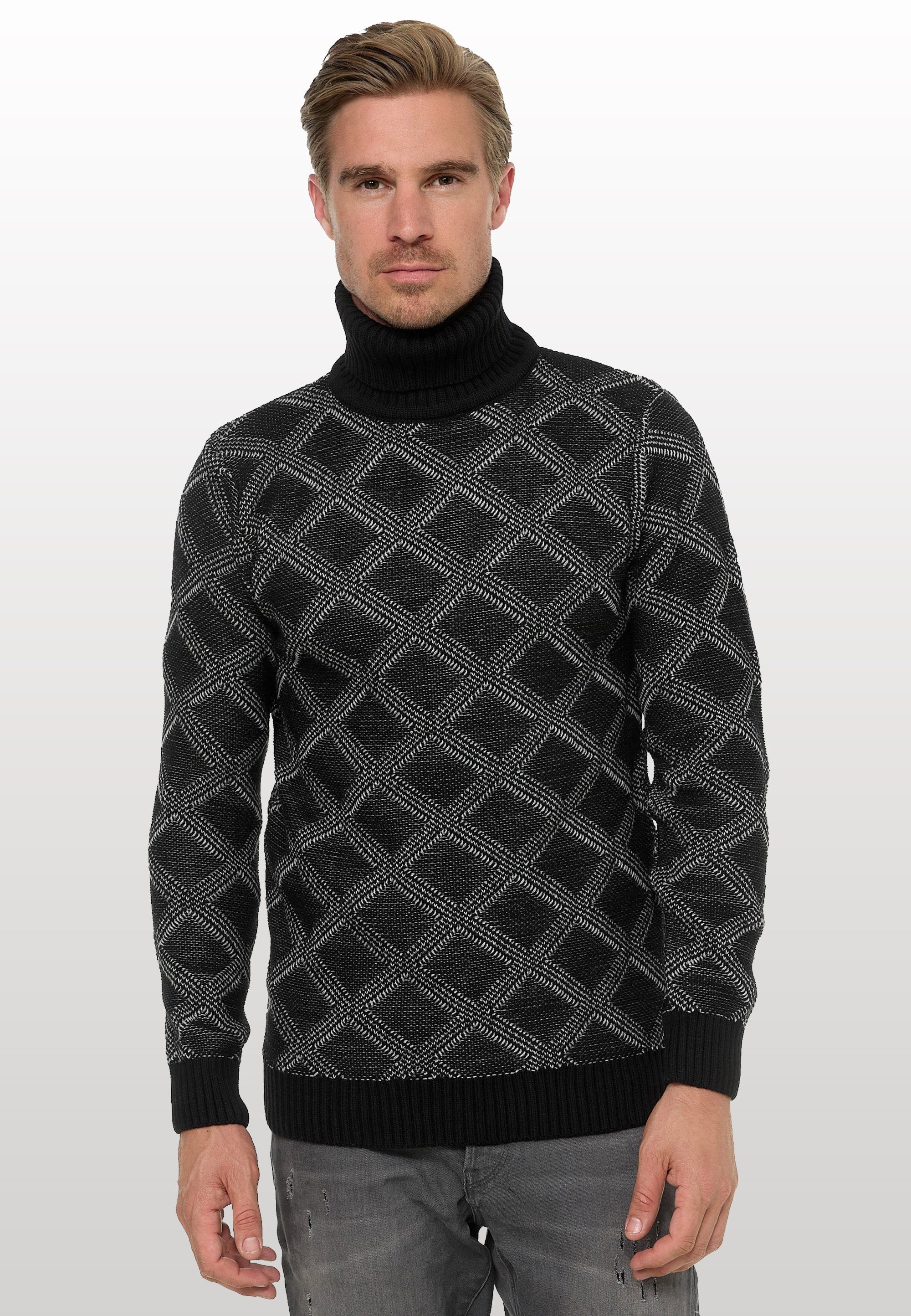Rusty Neal Rollkragenpullover mit stylischem Karo-Muster günstig online kaufen