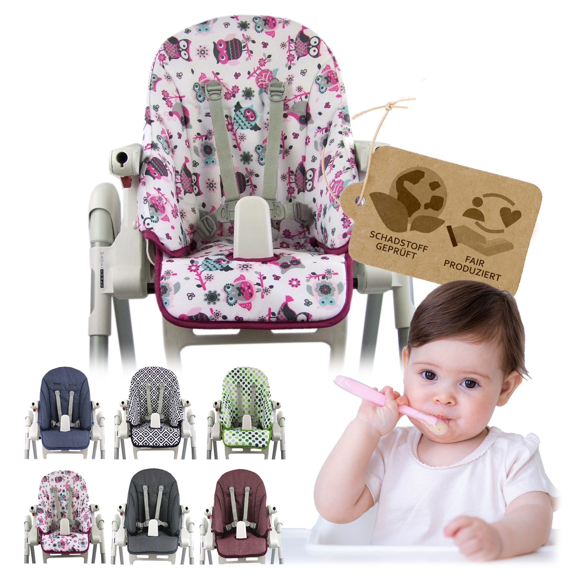BambiniWelt by Rafael K. Hochstuhlauflage Ersatzbezug Sitzkissen kompatibel mit PEG PEREGO Zero3 + Siesta