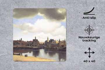 MuchoWow Gaming Mauspad Ansicht von Delft - Johannes Vermeer (1-St), Mousepad mit Rutschfester Unterseite, Gaming, 40x40 cm, XXL, Großes