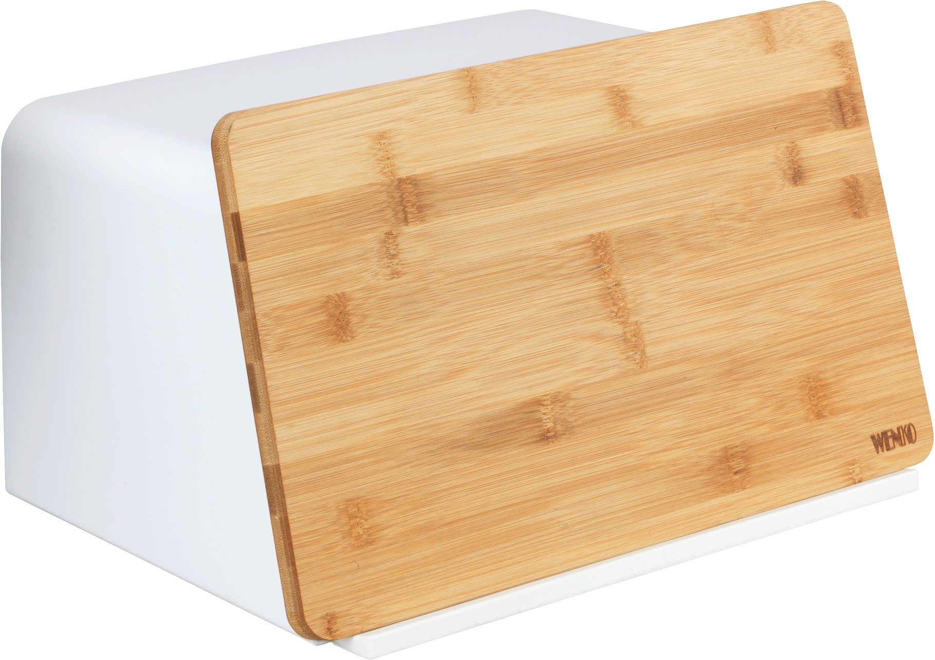 WENKO Brotkasten Modell Kubo, Bambus, Kunststoff, (1-tlg), moderne Brotbox mit integriertem Schneidebrett als Deckel
